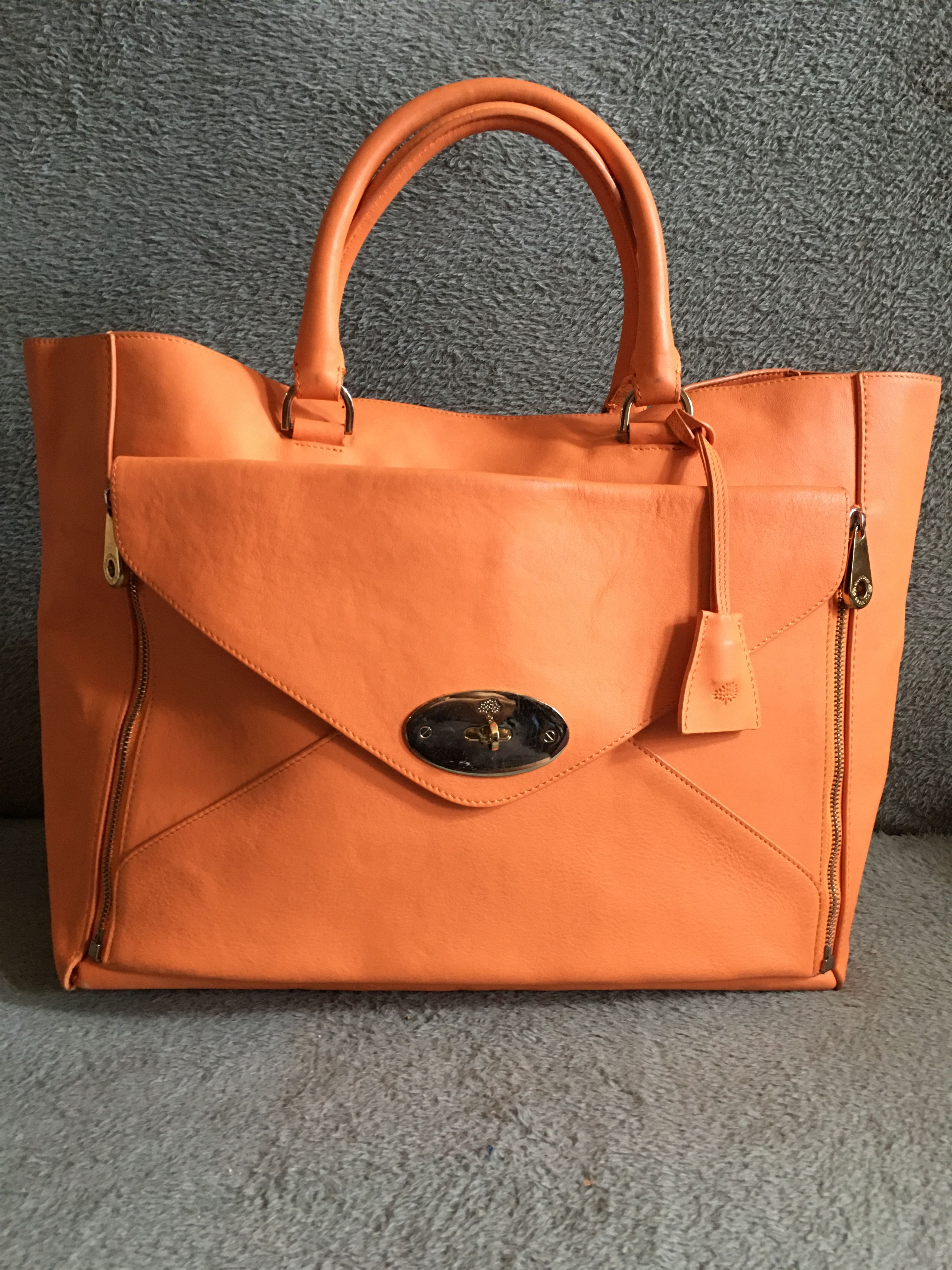 Mulberry Mulberry Willow Leather Tote Bag Orange Handbag Size ONE SIZE - 2 Thumbnail