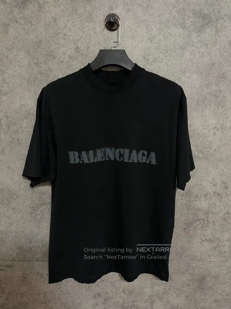 Balenciaga SS24 Blur Logo Short Sleeve Tee.