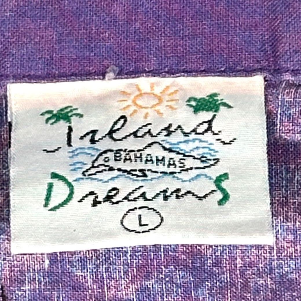 Vintage VINTAGE Island Dreams Shirt Adult SMALL Purple Palm Trees 90s Bahamas Cotton Button-Up Short Sleeve, Graphic Print, Pocket, 20 Chest, 29 Length Mens Size US S / EU 44-46 / 1 - 6 Thumbnail