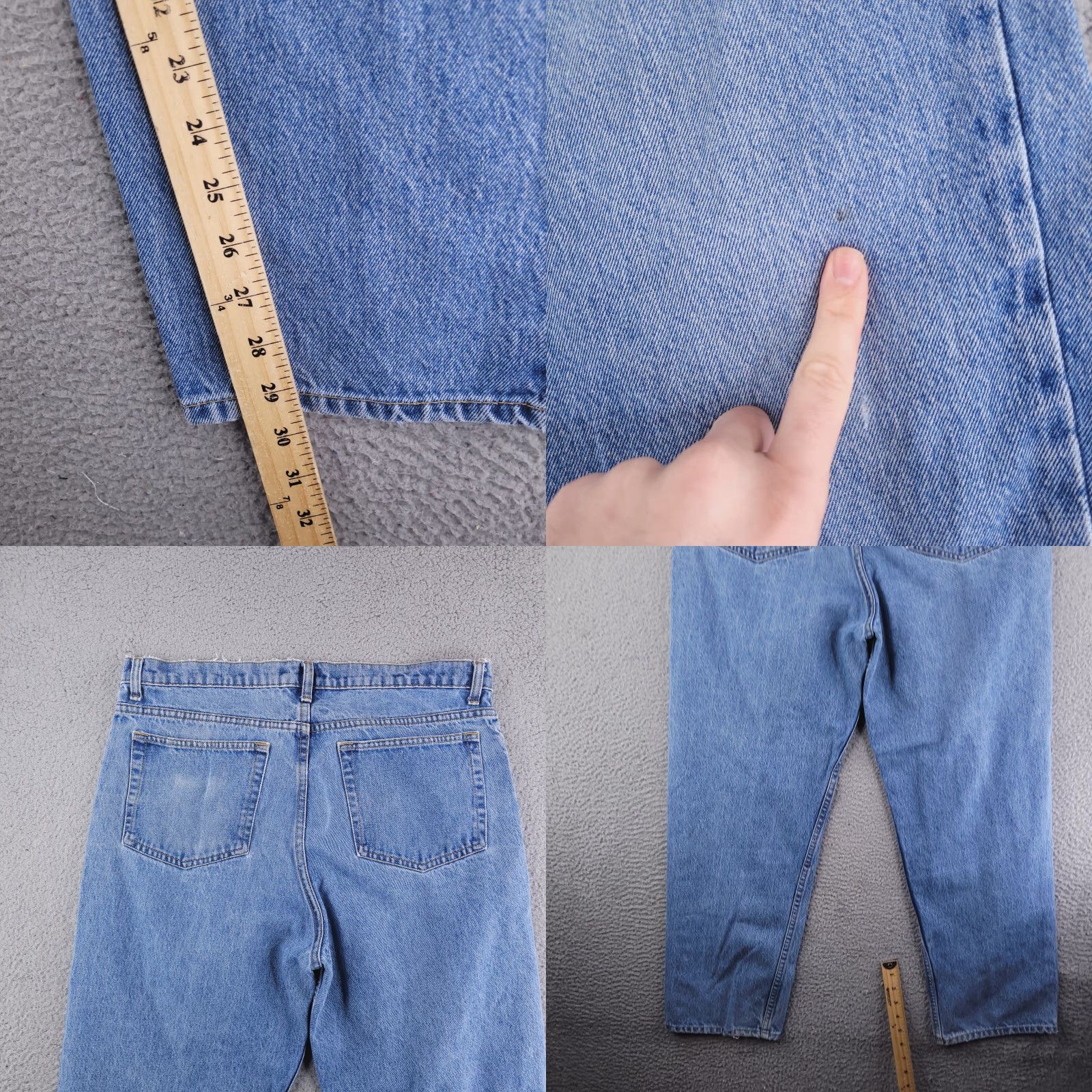 Denime Army Navy Jeans Mens 37x29 Blue Straight Fit Denim Light Wash Distressed Size US 37 - 8 Thumbnail