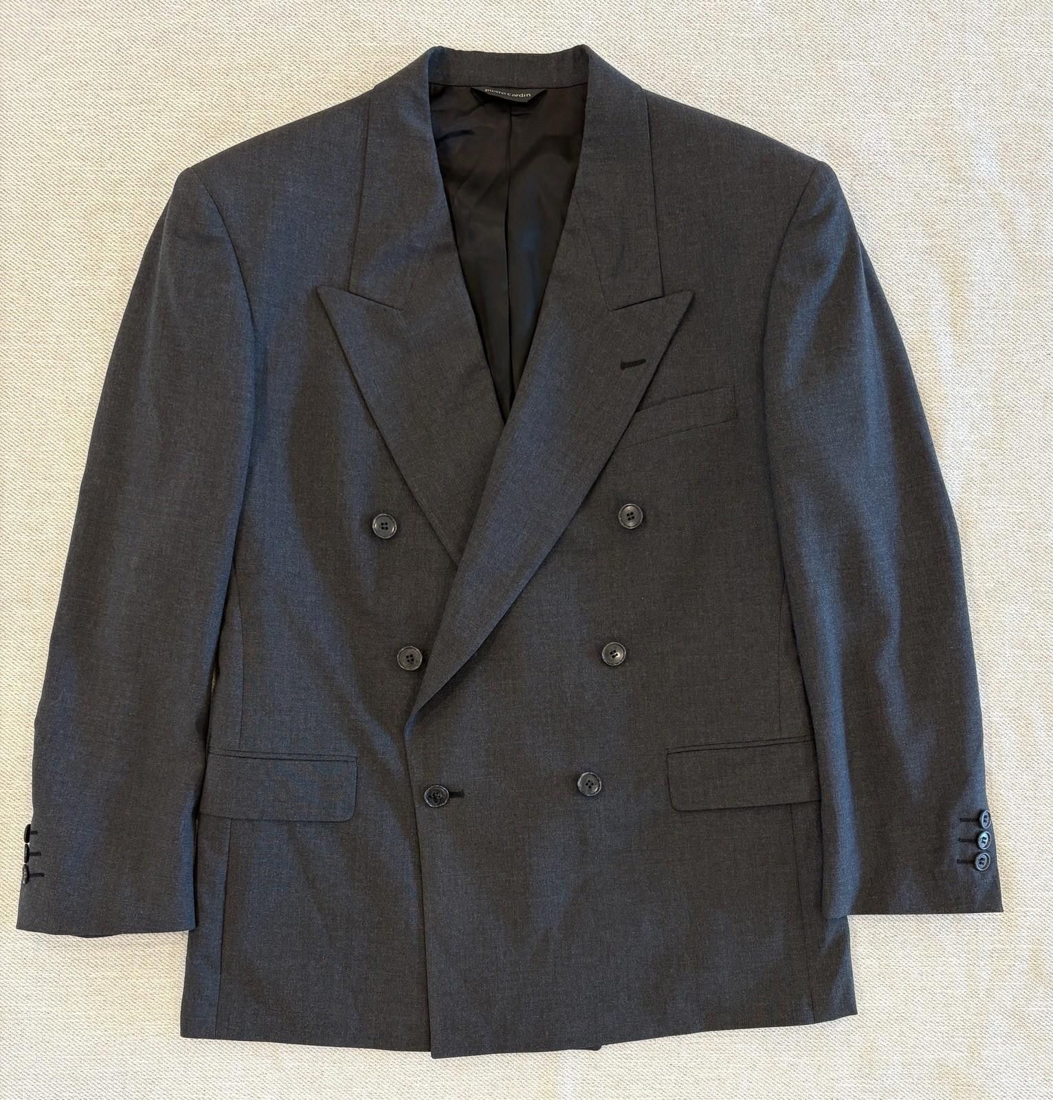 Pierre Cardin Vintage Pierre Cardin Charcoal Double Breast Jacket Wool 40R Size 40R - 1 Thumbnail