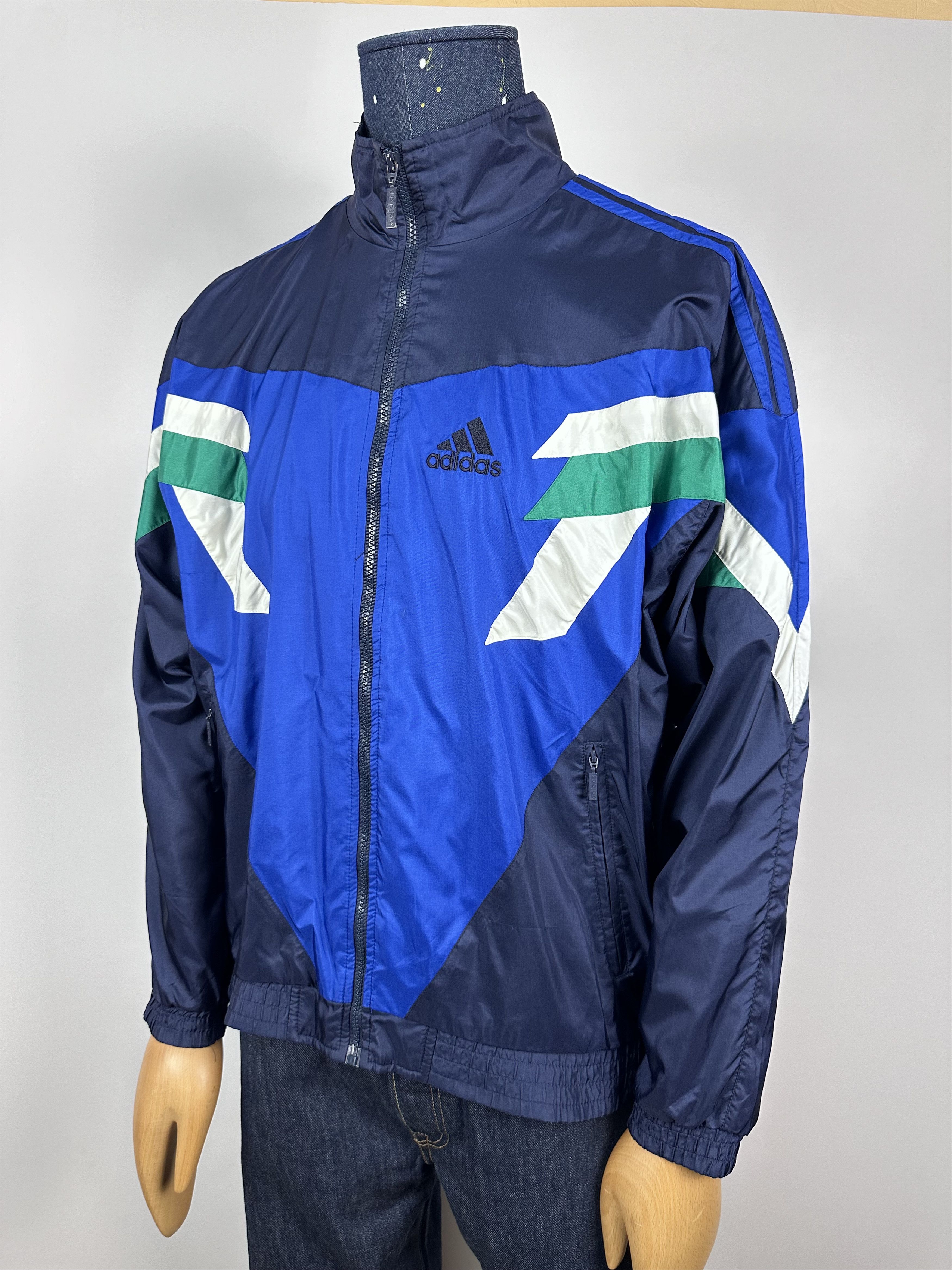 Adidas × Vintage Adidas Vintage 90s Blue Green Nylon Track Top Jacket Size M Size US M / EU 48-50 / 2 - 1 Thumbnail