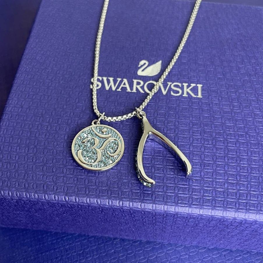 Swarovski Swarovski Unisex Om Blue Necklace Rhodium plated Size ONE SIZE - 4 Thumbnail