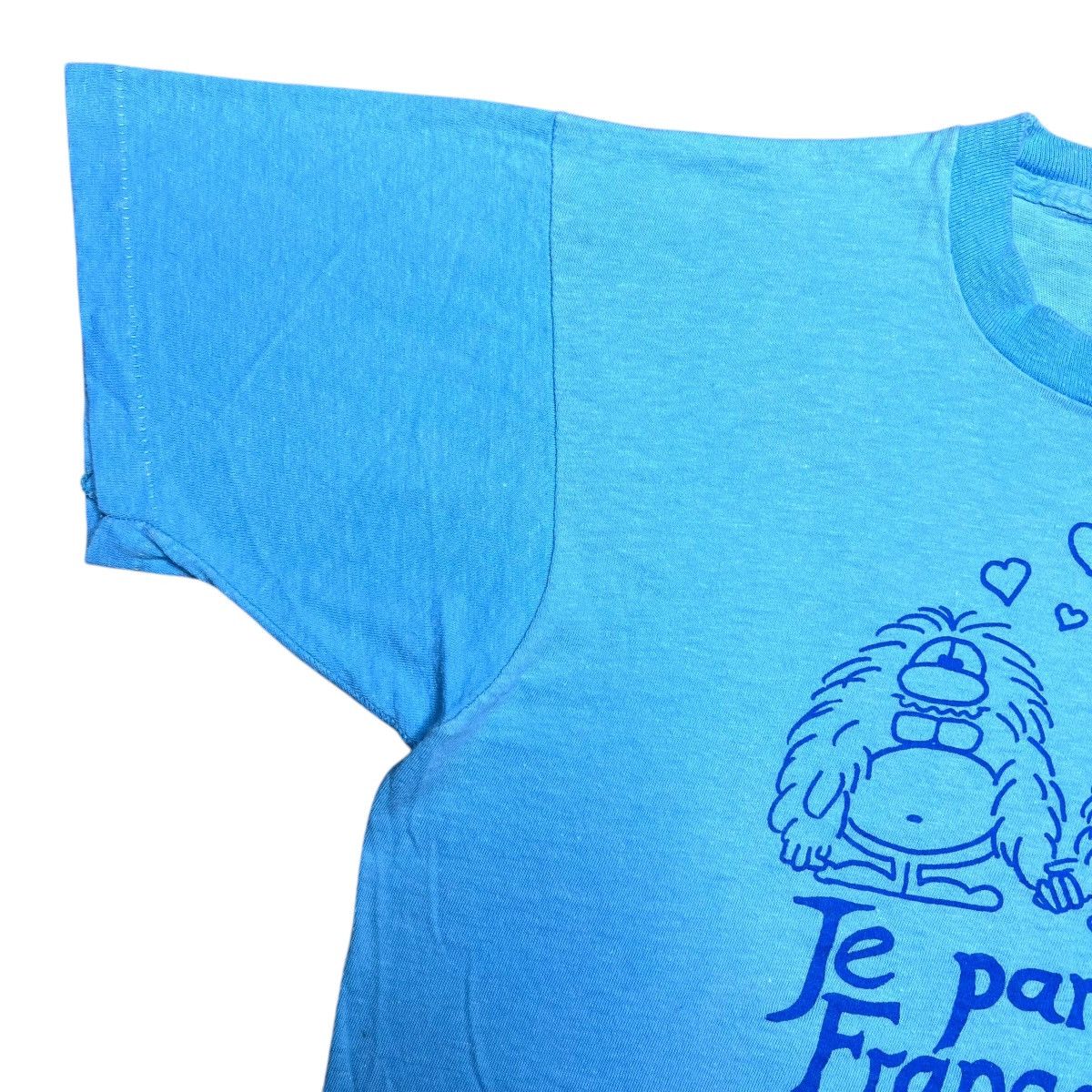 Vintage 70s I Speak French The Language Of Love Monsters Graphic Tee Size US S / EU 44-46 / 1 - 5 Thumbnail