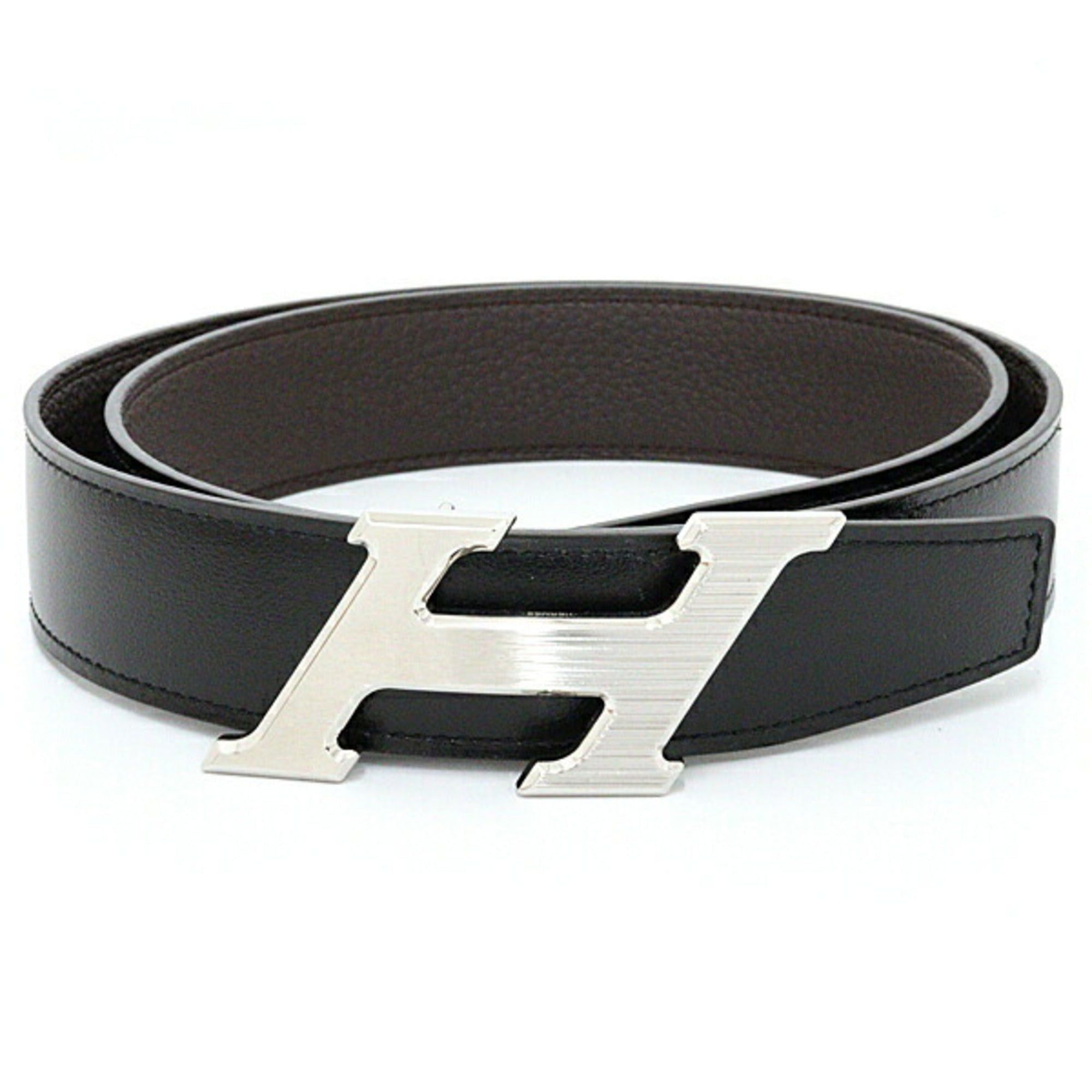image of Hermes H Speed Constance Ash Belt Reversible Togo Box Calf in Black, Women's