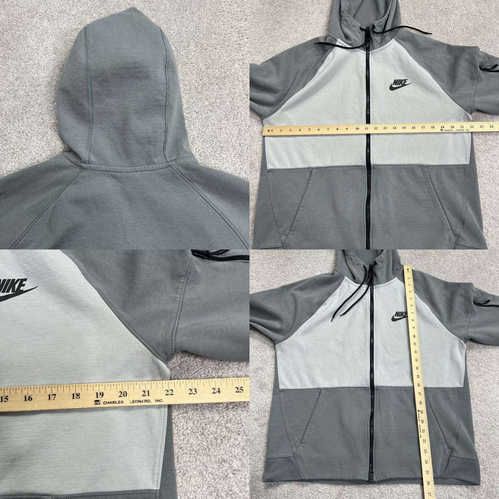 Nike Nike Hoodie Mens Large Gray Color Block Full Zip Sportswear Pockets Sweatshirt Size US L / EU 52-54 / 3 - 8 Thumbnail
