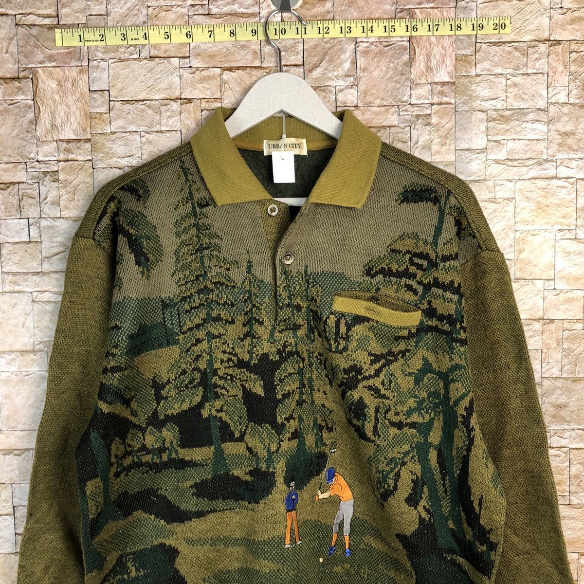 Vintage Urban City Green vintage art Knitwear #A243 Size US M / EU 48-50 / 2 - 2 Thumbnail