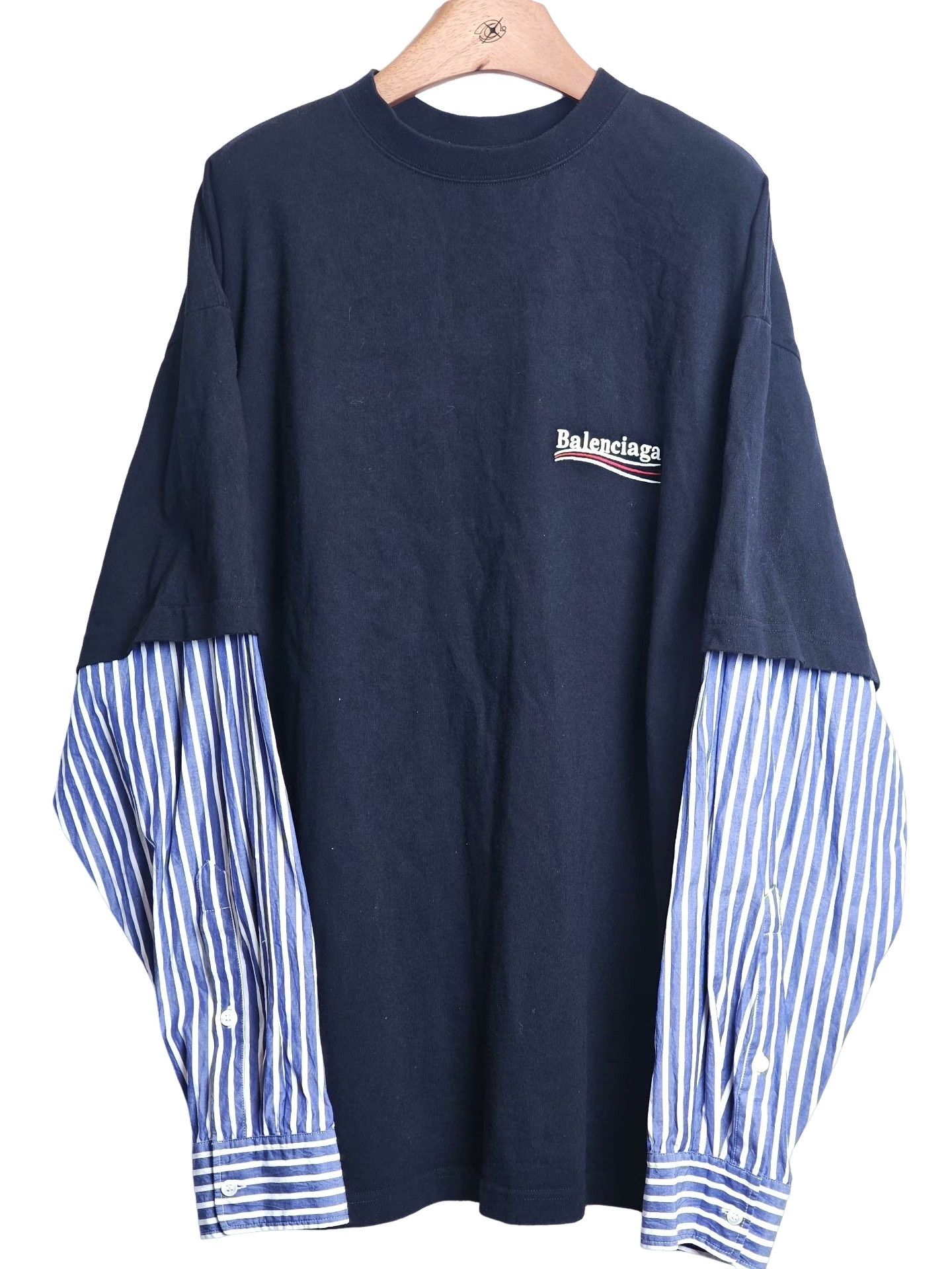 Balenciaga Balenciaga Layered Striped Long Sleeve T-Shirt Size L Size US L / EU 52-54 / 3 - 1 Thumbnail