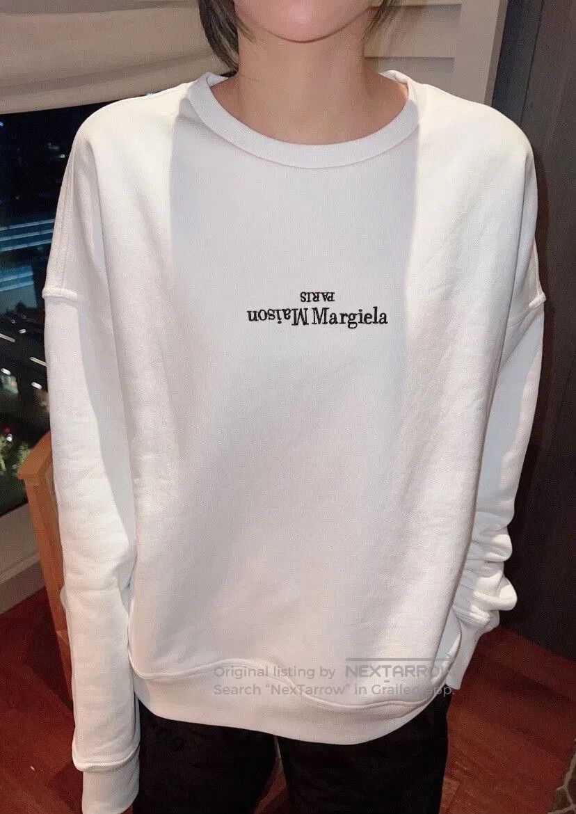 Maison Margiela maison margiela white embroidered logo sweatshirt. Size US M / EU 48-50 / 2 - 4 Thumbnail