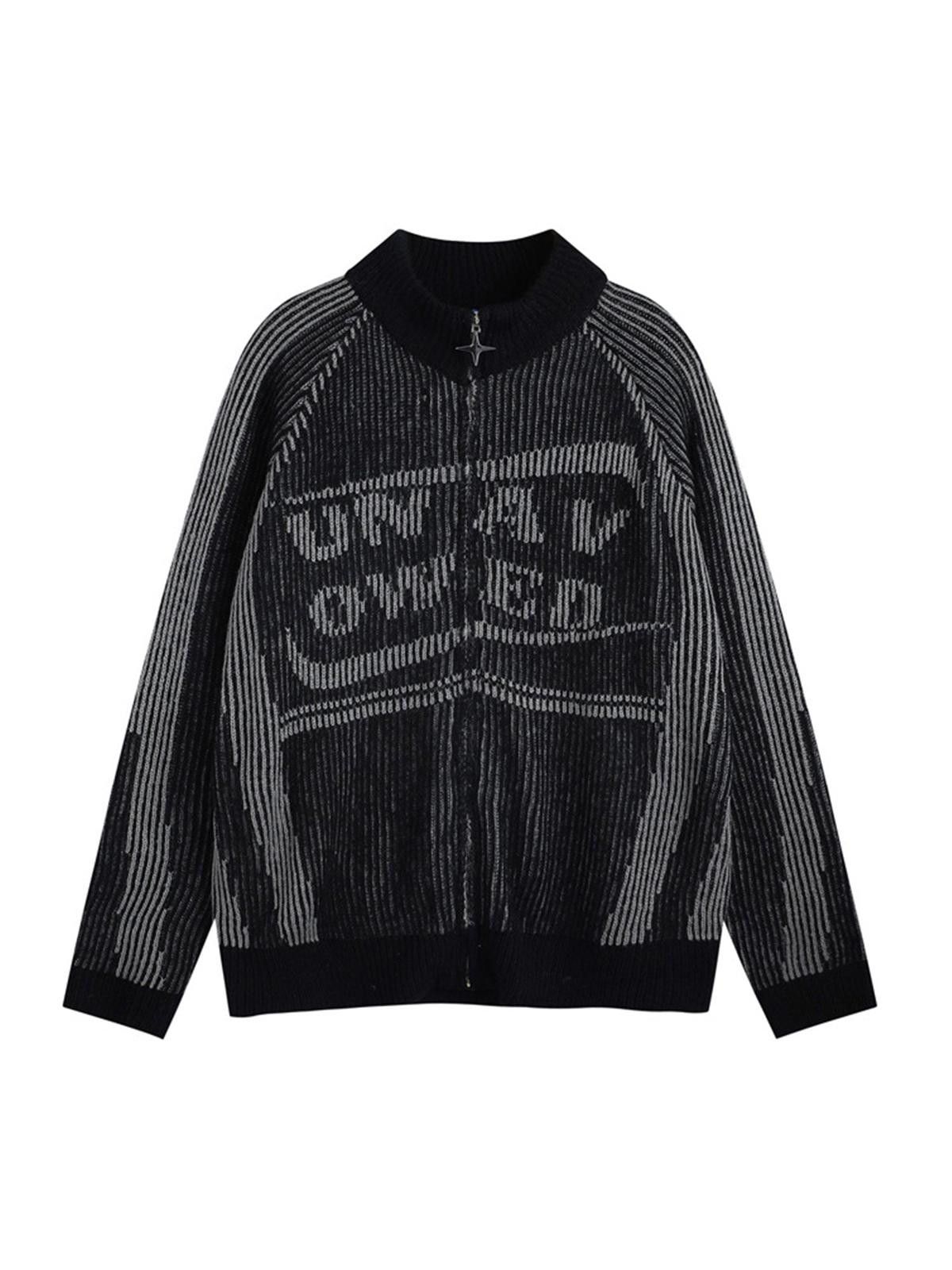 Zip-Up Cardigan Sweater – Stand Collar Knit Style