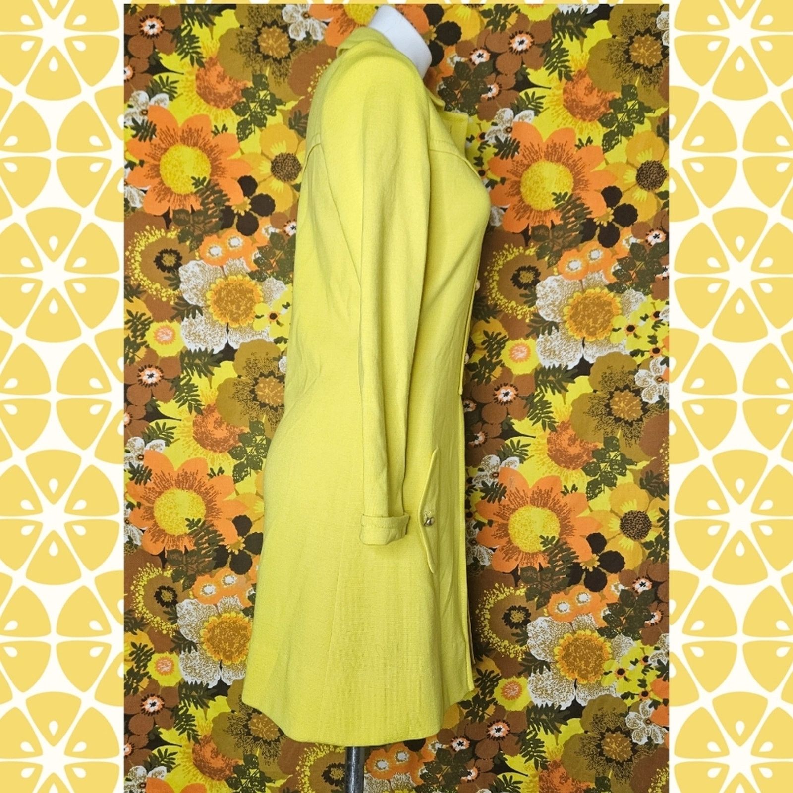 Vintage Vintage Italian Mod 100% Wool Yellow Shirt Dress, size 10 Size L / US 10 / IT 46 - 2 Thumbnail