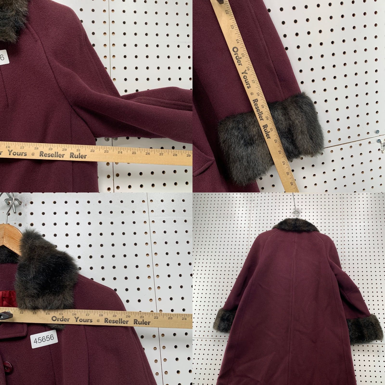 Vintage VINTAGE Forstmann Coat Womens XL Maroon 100% Wool Faux Fur Trim Overcoat Trench Long Sleeve Dry Clean Only Size XL / US 12-14 / IT 48-50 - 9 Thumbnail