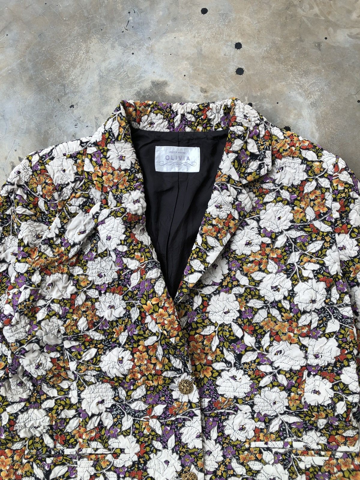 Designer Vintage Olivia Jacket Blazer Floral Flowers Made In Japan Size M / US 6-8 / IT 42-44 - 2 Thumbnail