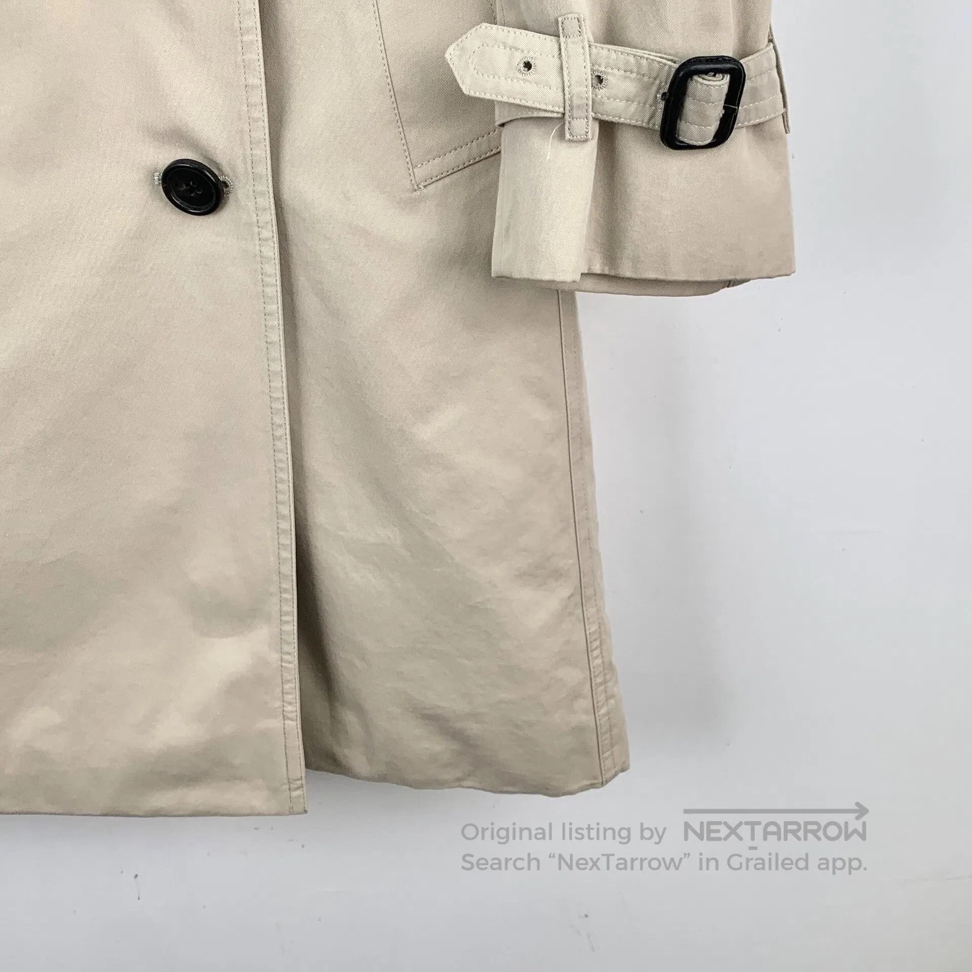 Burberry Burberry Khaki Cotton Notched Lapel Double Breasted Long S Size S / US 4 / IT 40 - 4 Thumbnail