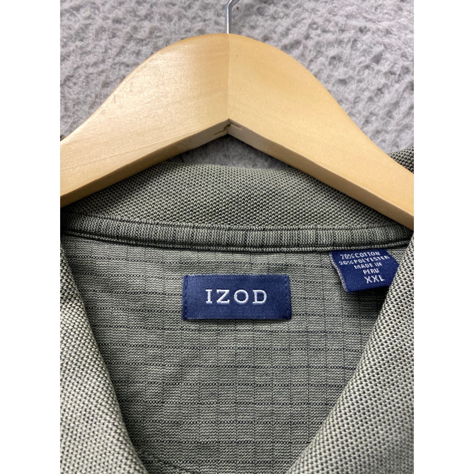 Izod VINTAGE IZOD Polo Shirt Men Military Green XX-Large Pin Check Collared Short Sleeve 2XL Classic Logo 90s Sports Size US XXL / EU 58 / 5 - 3 Thumbnail