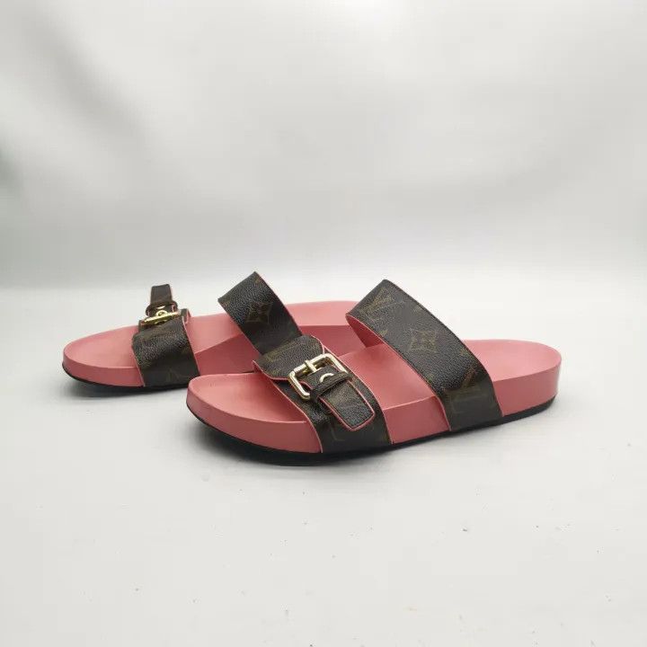 Louis Vuitton Louis Vuitton Pink Flat Slide Sandals 0079 Size US 6 / IT 36 - 1 Thumbnail