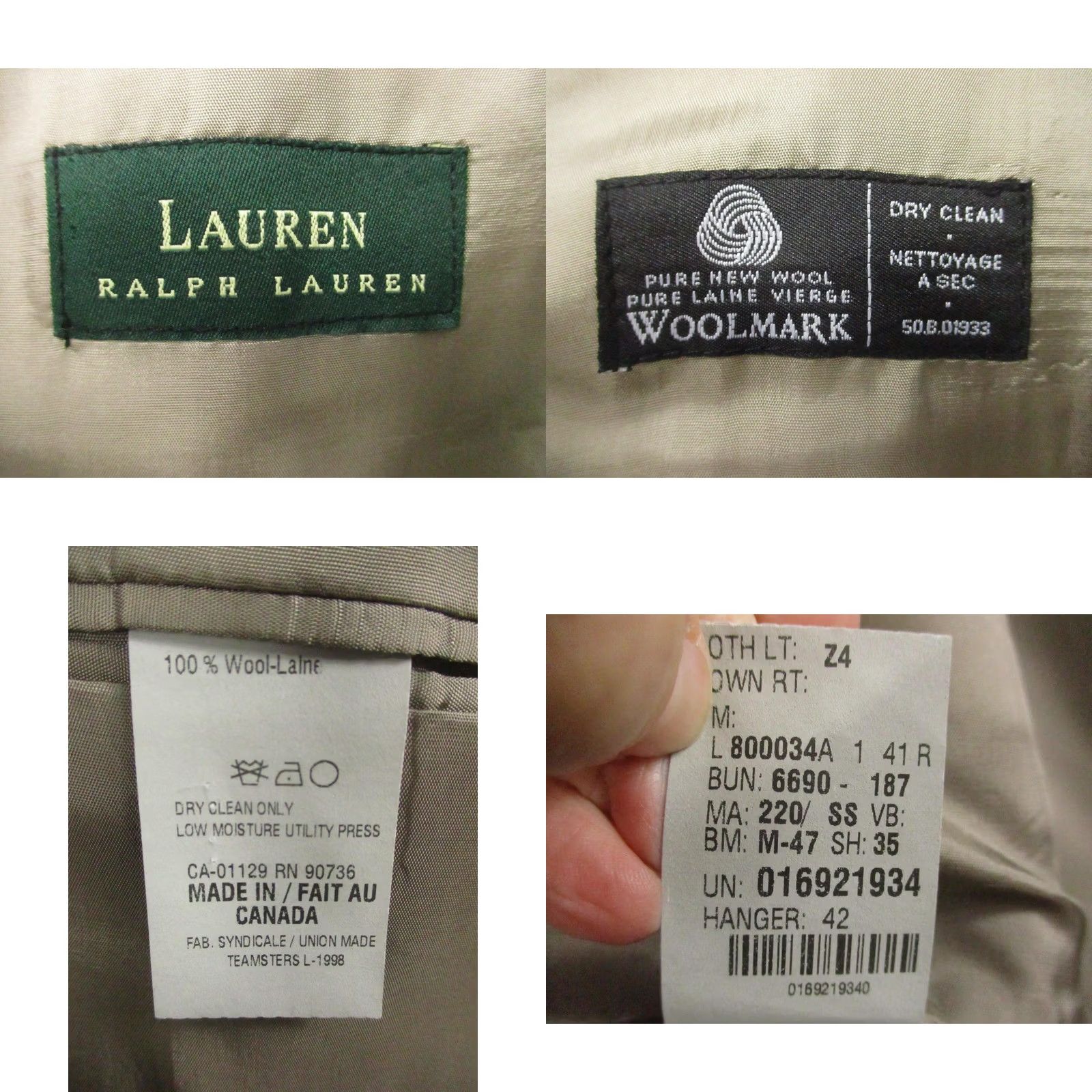 Ralph Lauren Lauren Ralph Lauren Blazer Mens 41R Green Wool Micro Houndstooth Sport Coat Size 42R - 8 Thumbnail