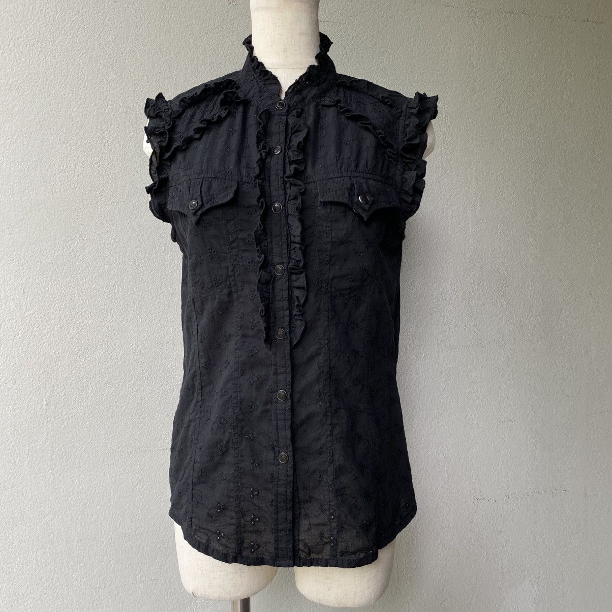 Japanese Brand Parasuco Denim Legend Y2K Punk Sleeveless fitted top Size S / US 4 / IT 40 - 17 Thumbnail