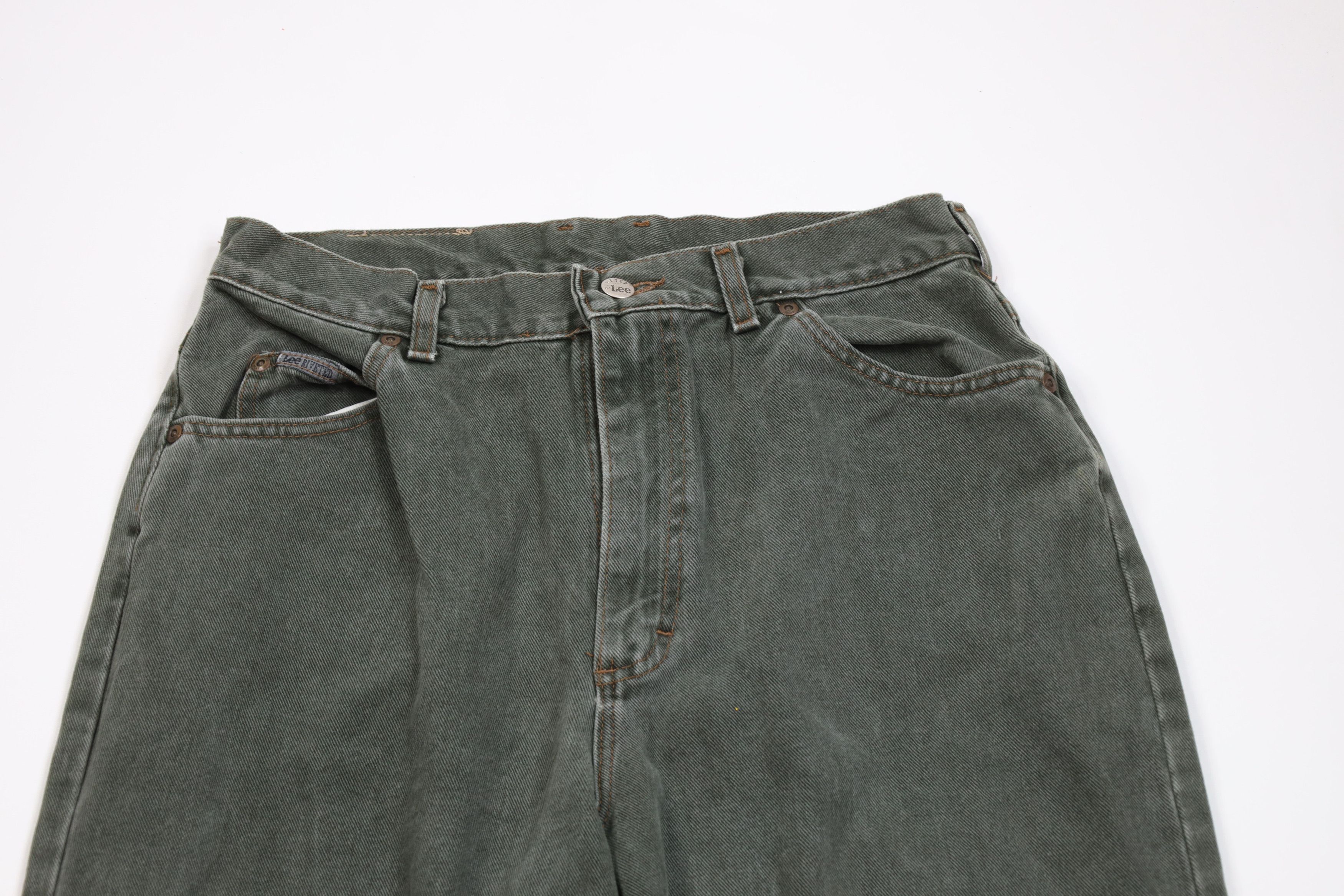 Lee × Vintage Vintage 90s Lee Hand Painted Smiley Face Jeans Green USA Size 36" / US 14 / IT 50 - 2 Thumbnail