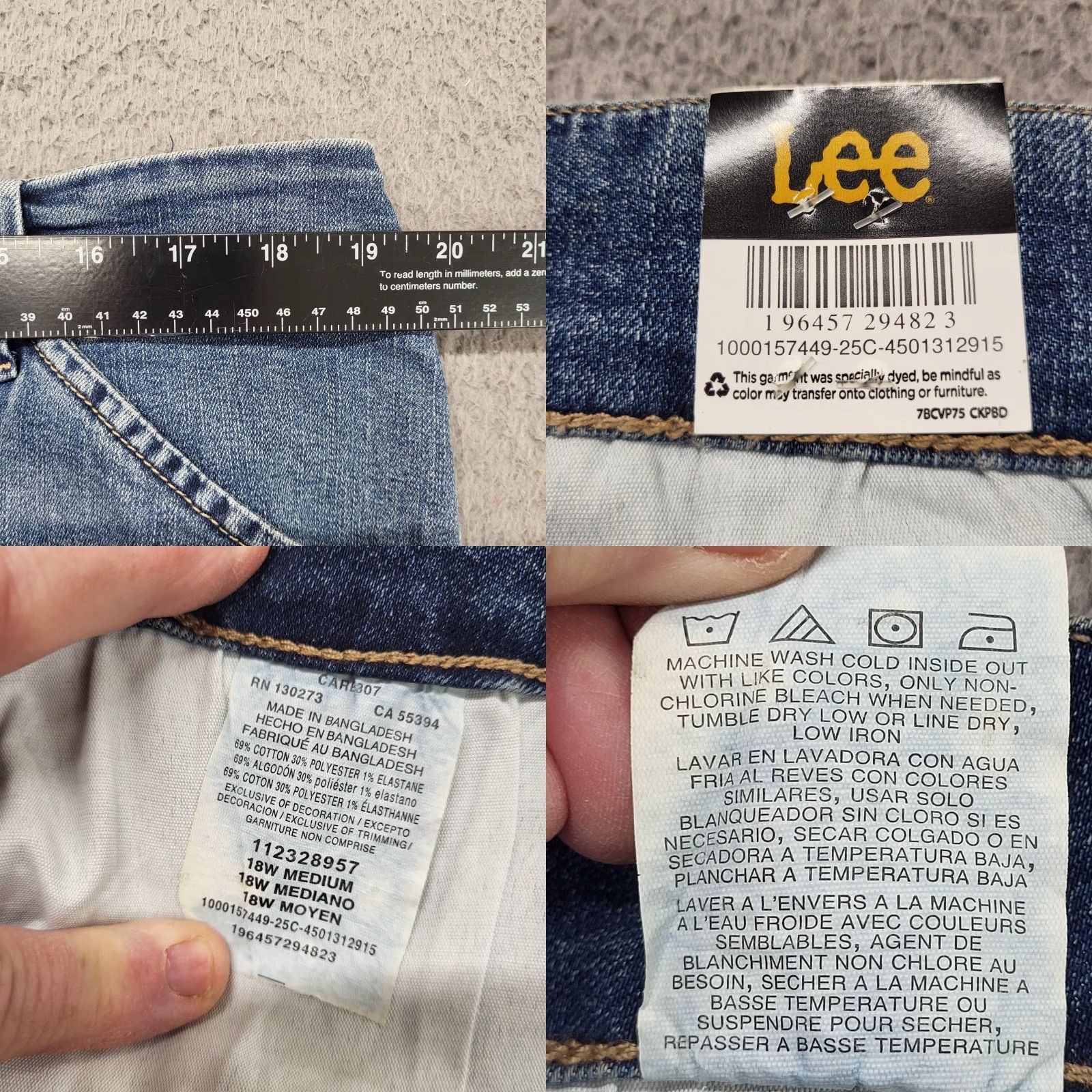 Lee Lee Bermuda Shorts Womens 18W Blue Denim NWT Legendary Style Medium Stretch Size 40" / US 18 - 9 Thumbnail