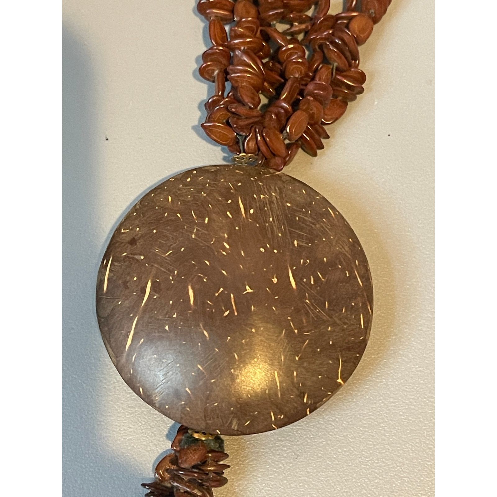 Jewelry × Vintage 1980s Brown Tagua Wood Coconut Shell Vintage Necklace Size ONE SIZE - 2 Thumbnail