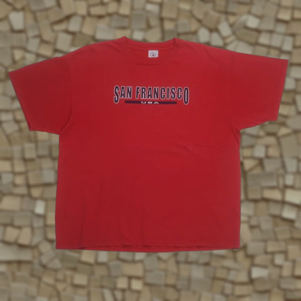 Delta VINTAGE SAN FRANCISCO CALIFORNIA DELTA T-SHIRT RED FADED GRAPHIC 90s Y2K SZ XL Mens Size US XL / EU 56 / 4 - 1 Thumbnail