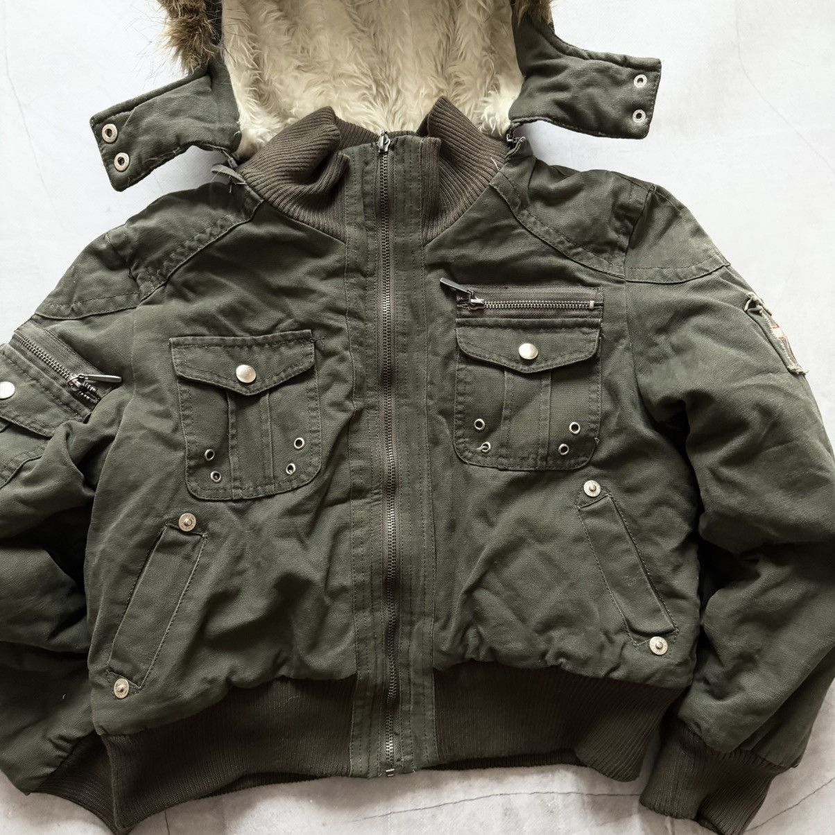 Hysteric Glamour × Undercover Military Crop Bomber Jacket Fur LGB If Six Was Nine Vibe Size M / US 6-8 / IT 42-44 - 5 Thumbnail