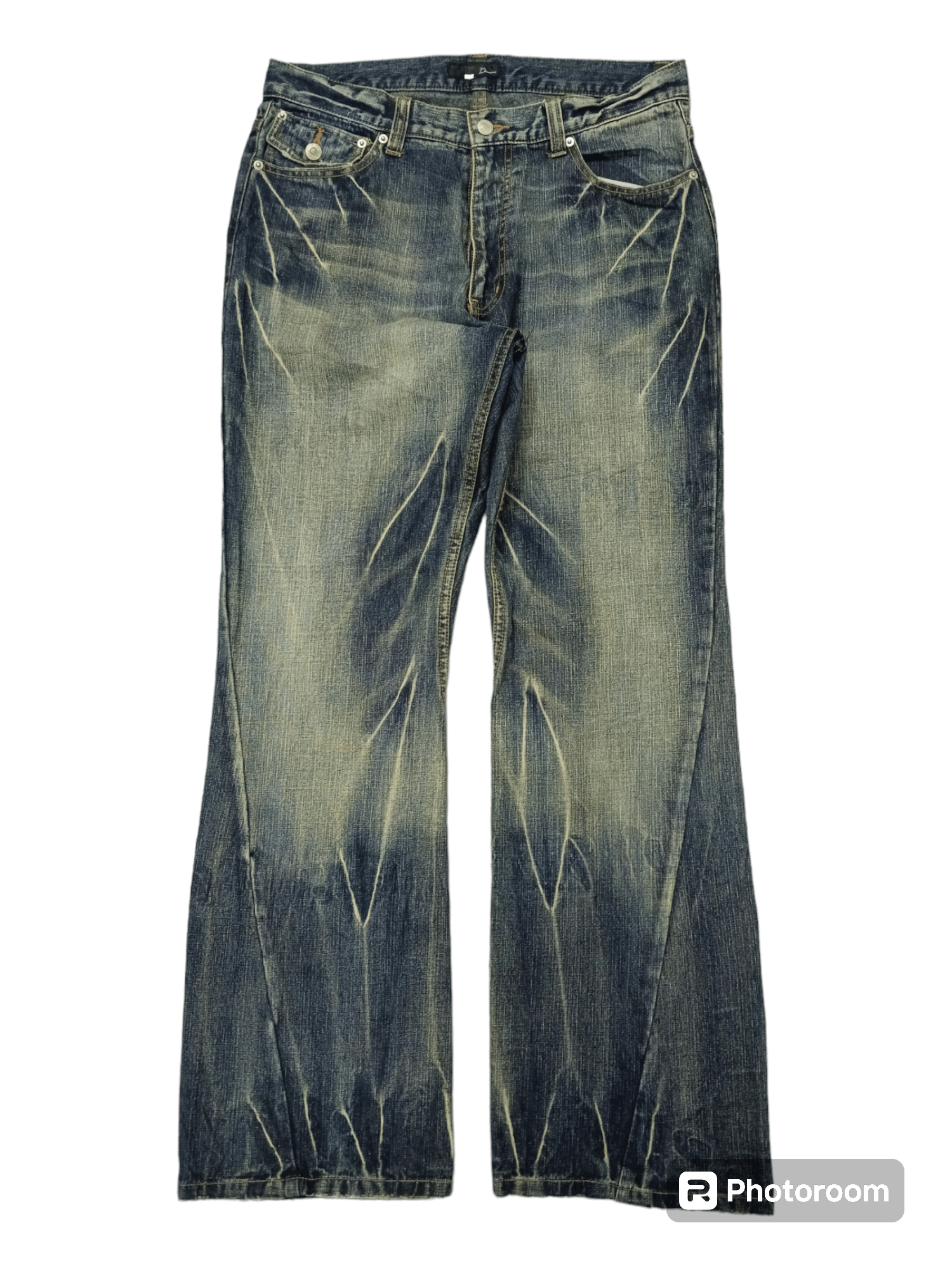 Image of Distressed Denim x If Six Was Nine Flare Twist Sick Rusty Homme Denim Pants in Blue Rusty Distresse