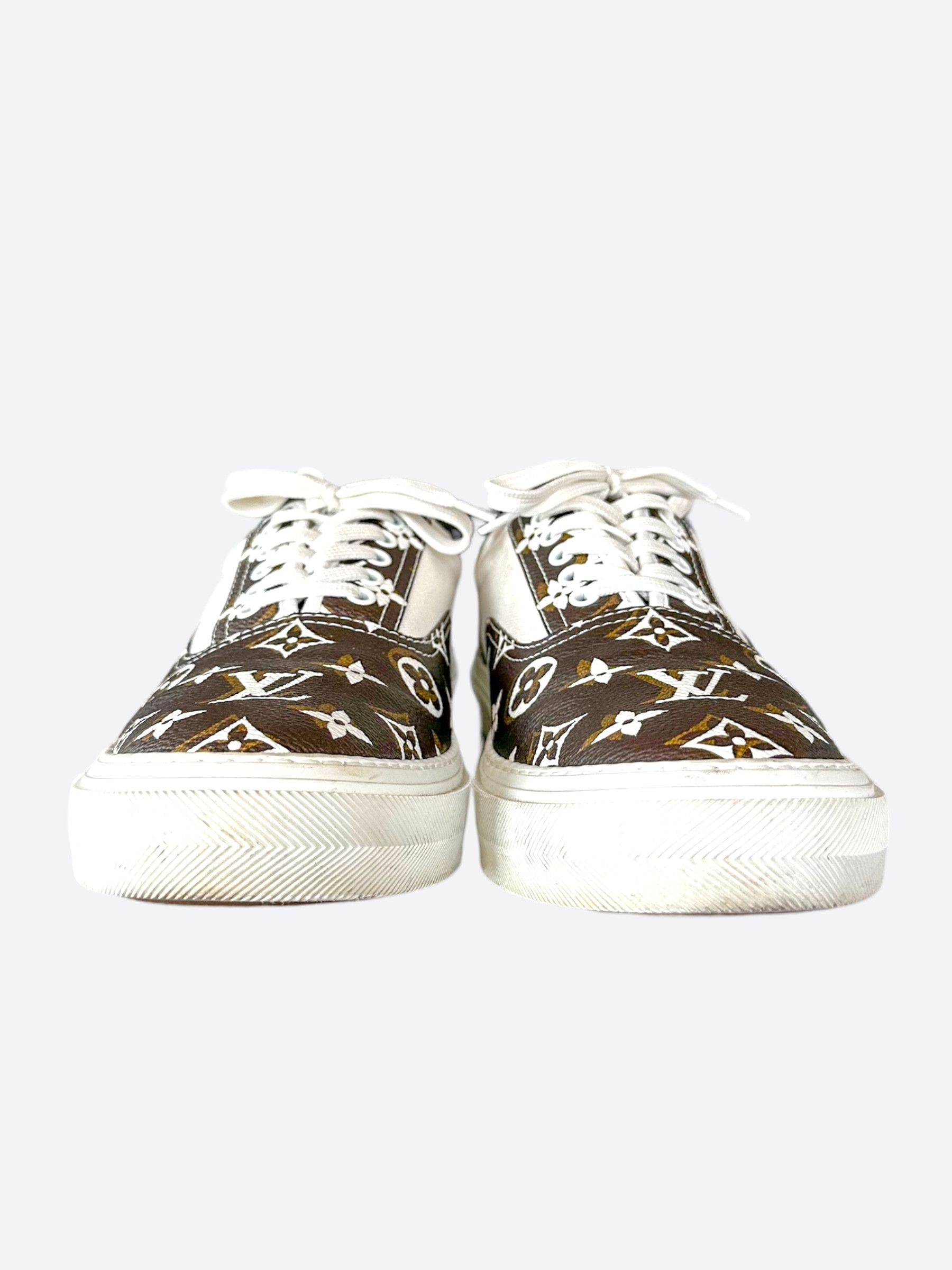 Louis Vuitton Louis Vuitton Brown & White Monogram Trocadero Sneakers Size US 11.5 / EU 44-45 - 2 Thumbnail