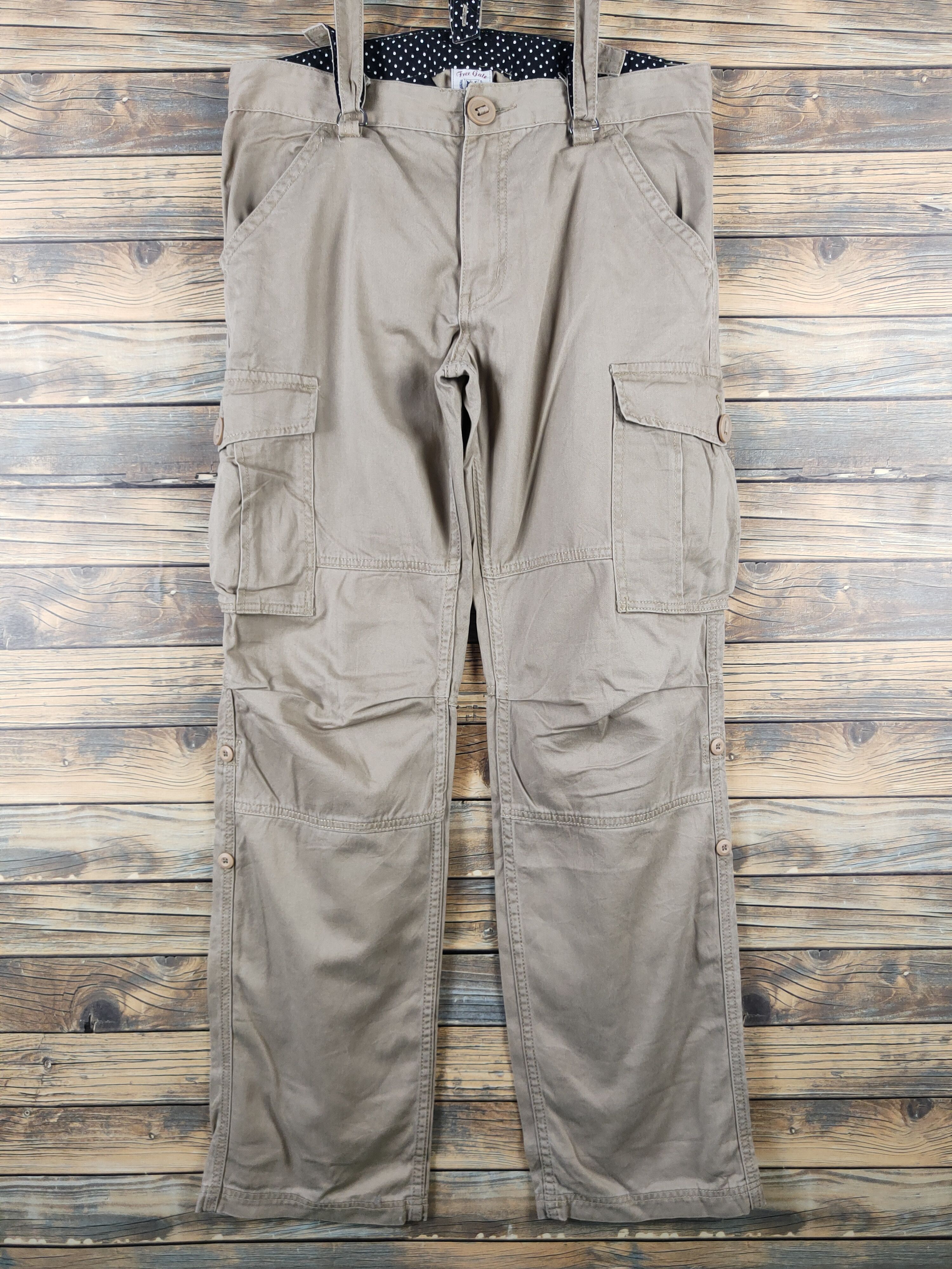 Japanese Brand DL Free Gate Beige Suspender Pants #1059 Size 32" / US 10 / IT 46 - 5 Thumbnail