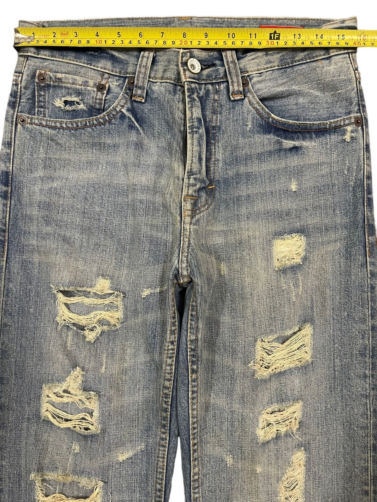 14th Addiction Vintage Japanese Brand Blue Wash Style Distressed Jeans Size US 31 - 10 Thumbnail