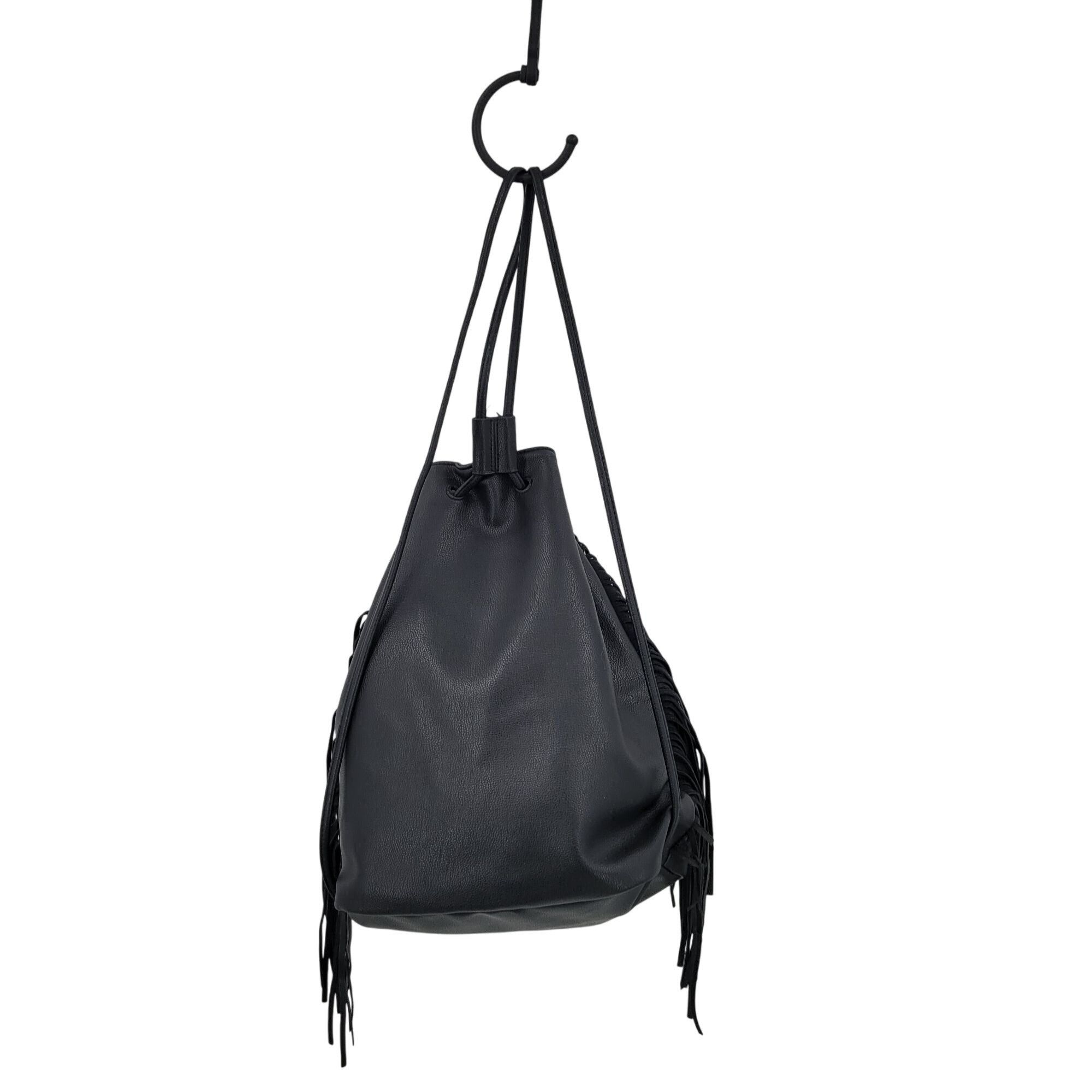 Victoria's Secret Victorias Secret Black Fringe Faux Leather Backpack Shoulder Size ONE SIZE - 5 Thumbnail