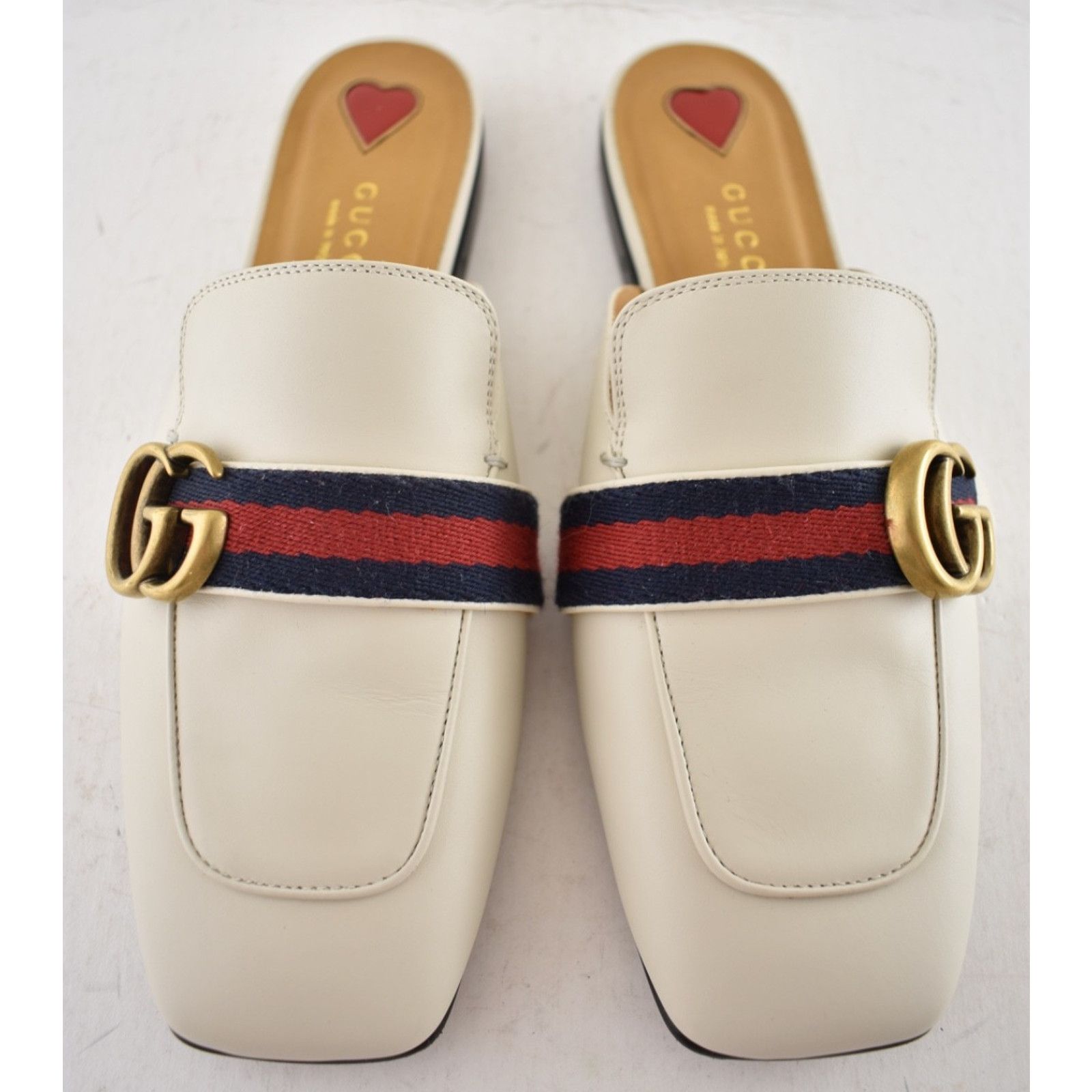 Gucci White Gold GG Slide Loafer Mule Slipper Backless Flats 36.5 Size US 6.5 / IT 36.5 - 7 Thumbnail