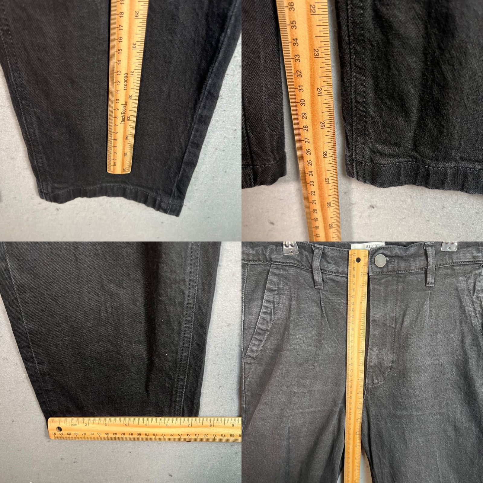 Selected Homme Selected Homme Mens Pants - 32 Black Cotton Blend Tapered Chino Workwear Flat Front Button Pockets Inseam 27" Regular Size Size US 32 / EU 48 - 8 Thumbnail