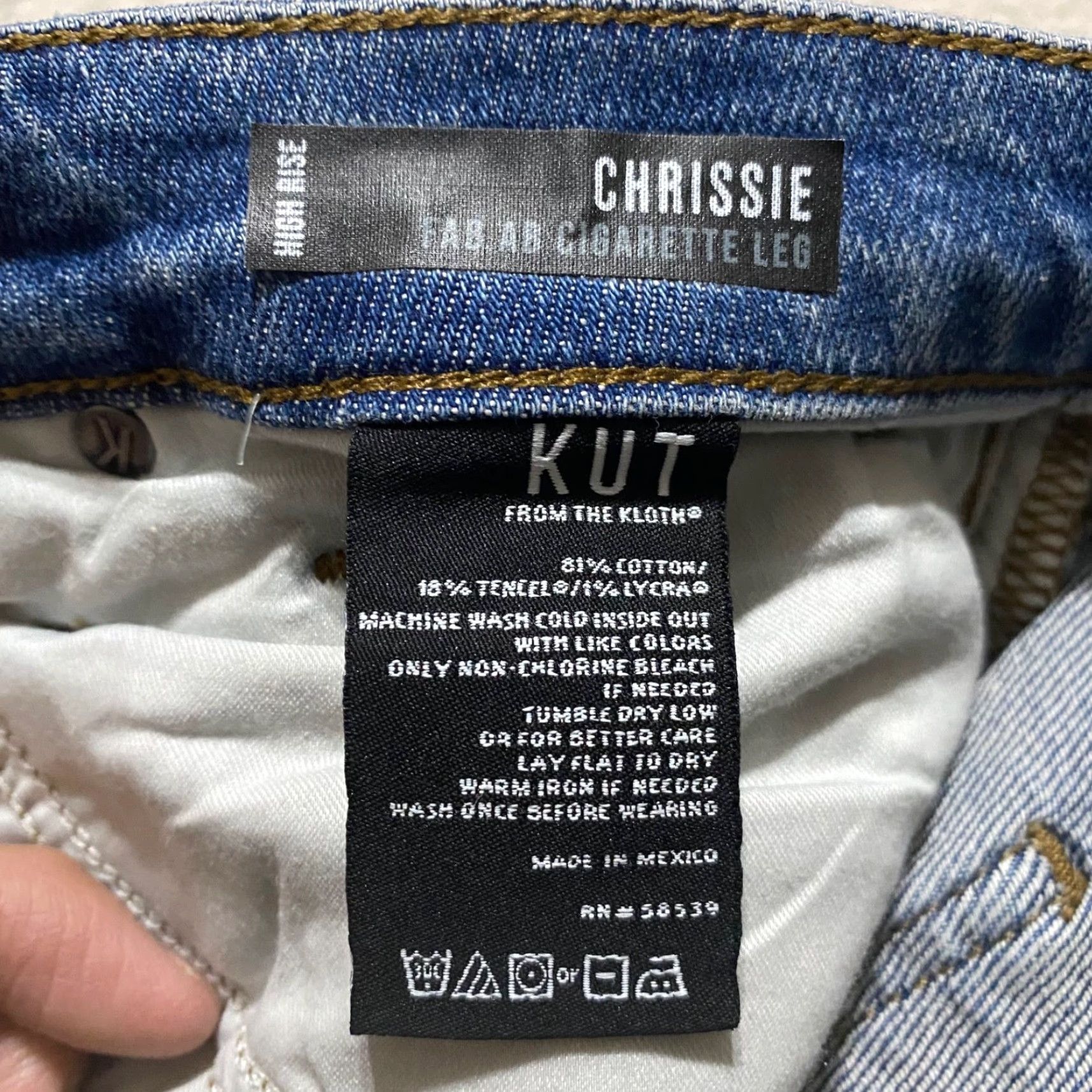Vintage Kut From The Kloth Womens 10 Jeans Chrissie Slim Straight Distressed Blue 5-Pocket Size 32" / US 10 / IT 46 - 4 Thumbnail