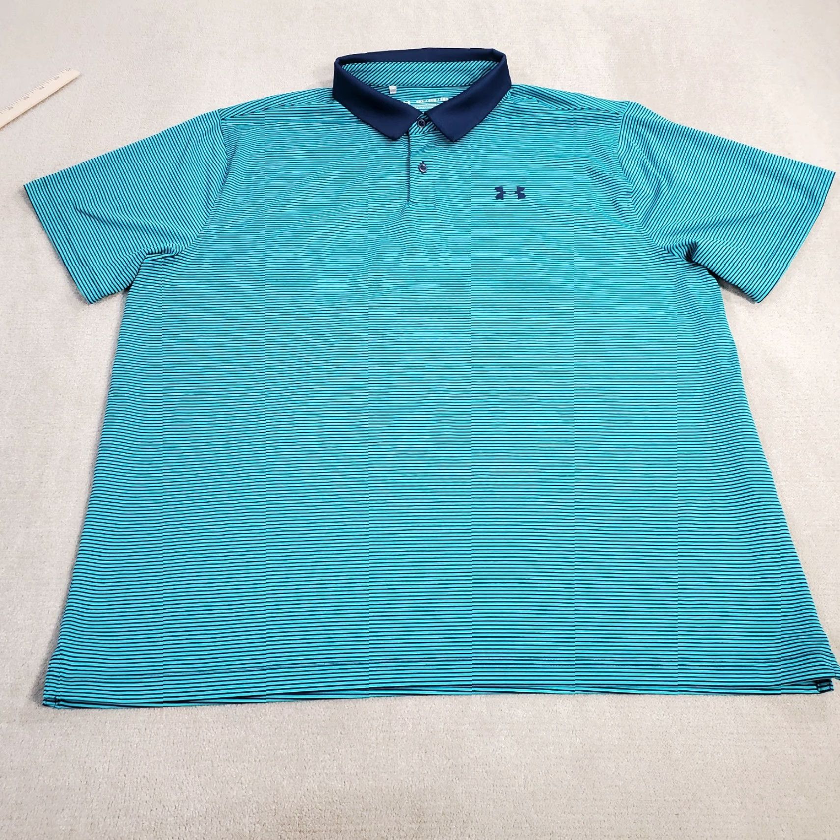 Under Armour Under Armour The Performance Polo Shirt Mens 3XL Green Striped Short Sleeve Collared Polo Casual Golf Logo Lightweight Stretch Regular 3XL Mens Size US XXL / EU 58 / 5 - 2 Thumbnail