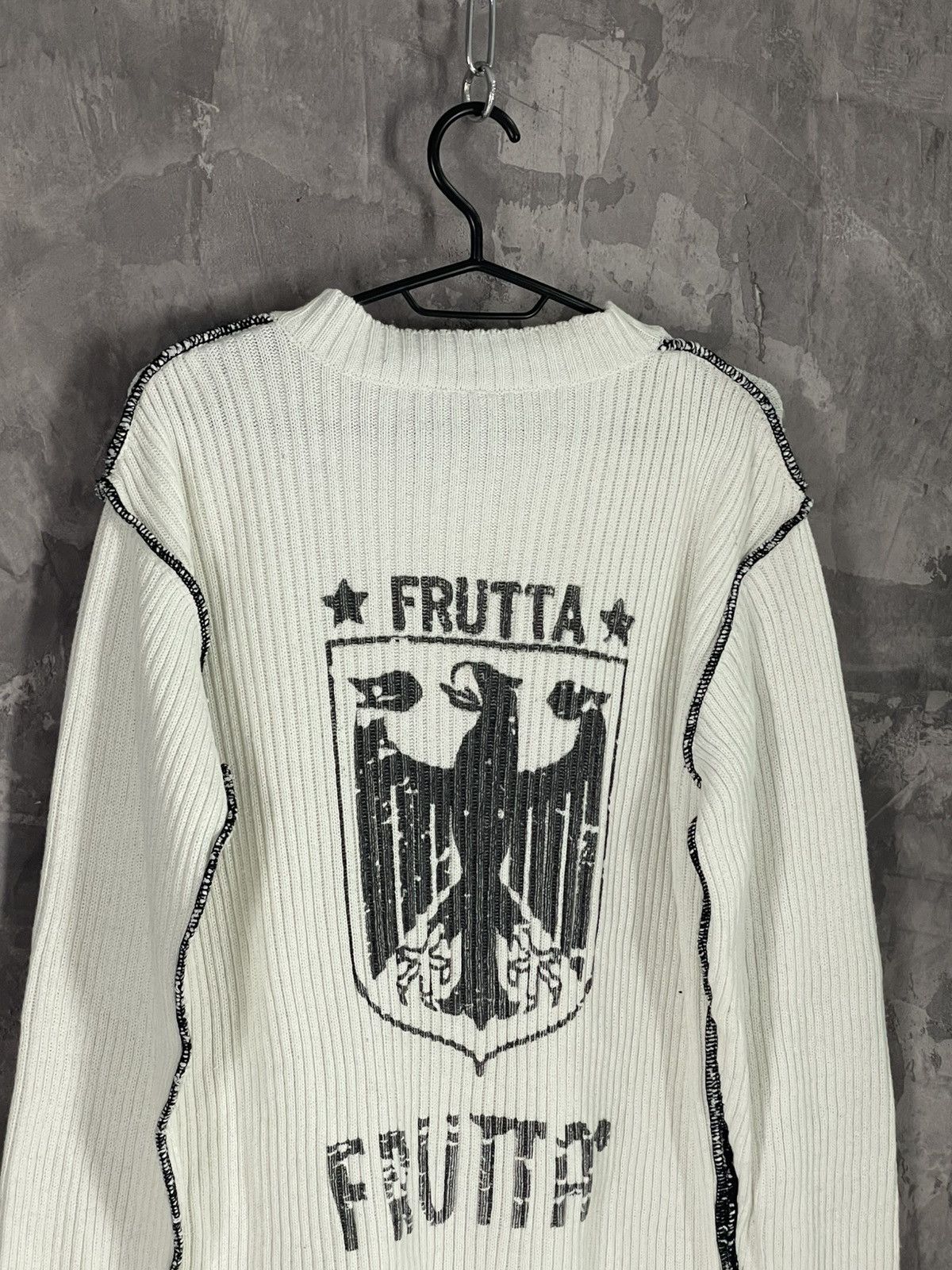 Diesel × If Six Was Nine × Le Grande Bleu (L.G.B.) 00s Japan Painted Knit Ribbed Sweater Maison Margiela Style Size M / US 6-8 / IT 42-44 - 7 Thumbnail