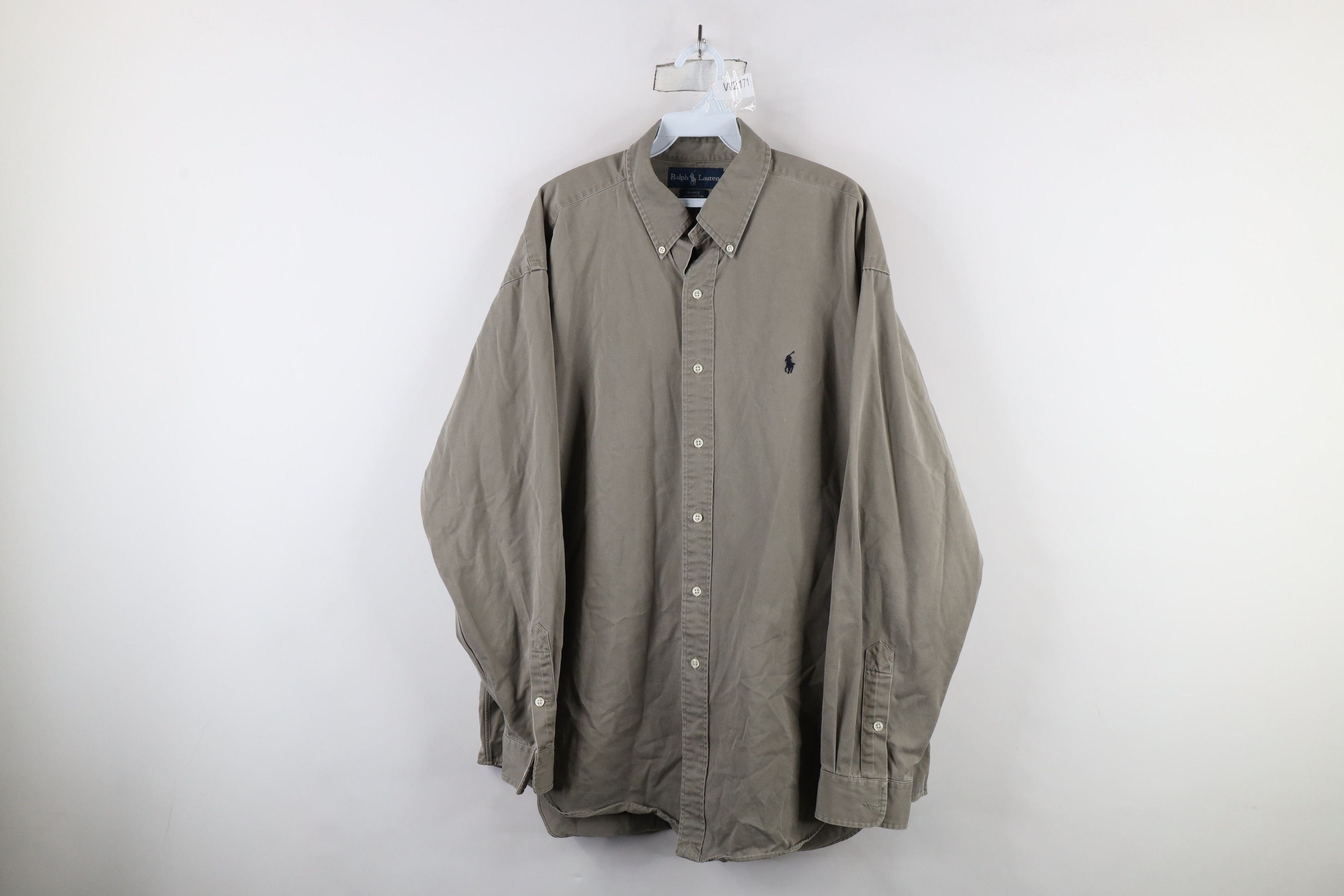 Ralph Lauren × Vintage Vintage 90s Ralph Lauren Twill Button Down Shirt Green Size US XL / EU 56 / 4 - 1 Thumbnail