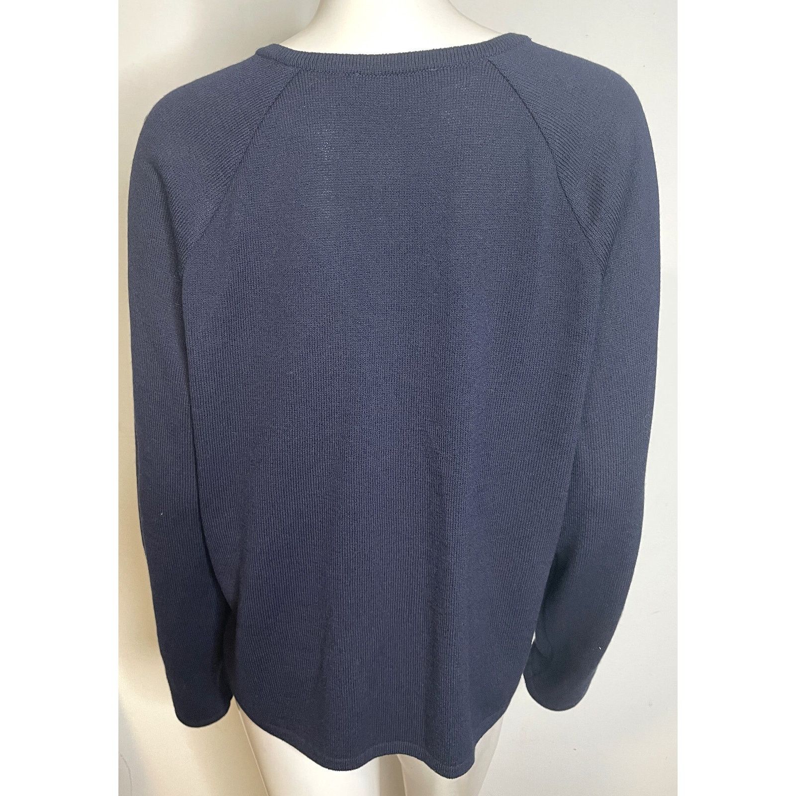 St. John St John Navy Blue White Floral Trim Cardigan Sweater XL Size XL / US 12-14 / IT 48-50 - 2 Thumbnail