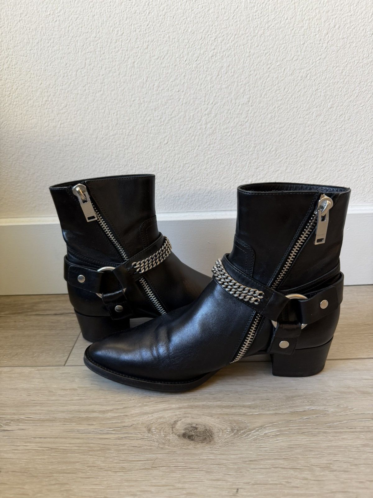 Saint Laurent Paris FW13 Leather Chain Harness Wyatt Boots 37.5 Size US 7.5 / IT 37.5 - 1 Thumbnail
