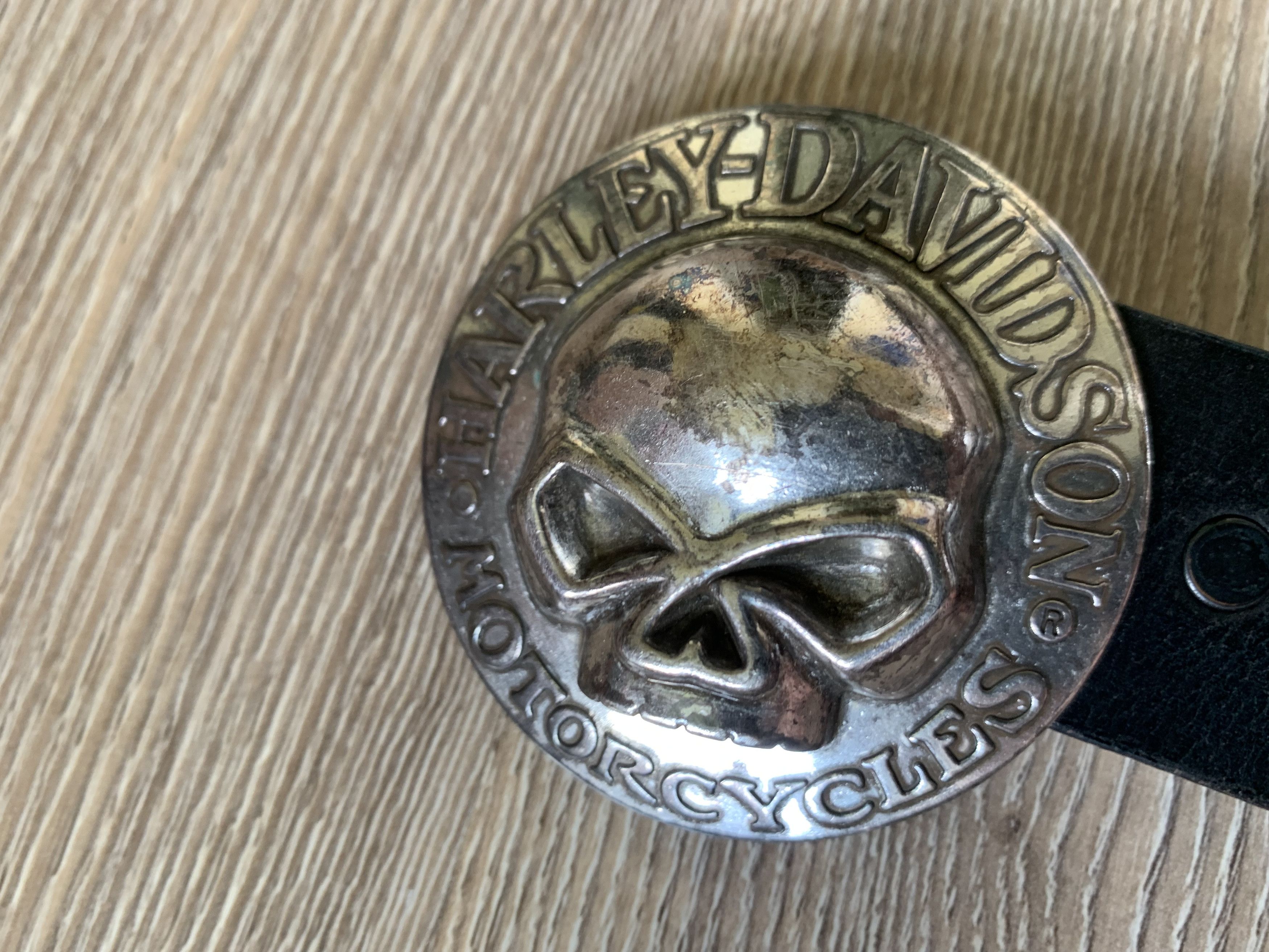 Harley Davidson × Vintage Harley Davidson Skull Black Unisex Leather Belt Size ONE SIZE - 5 Thumbnail