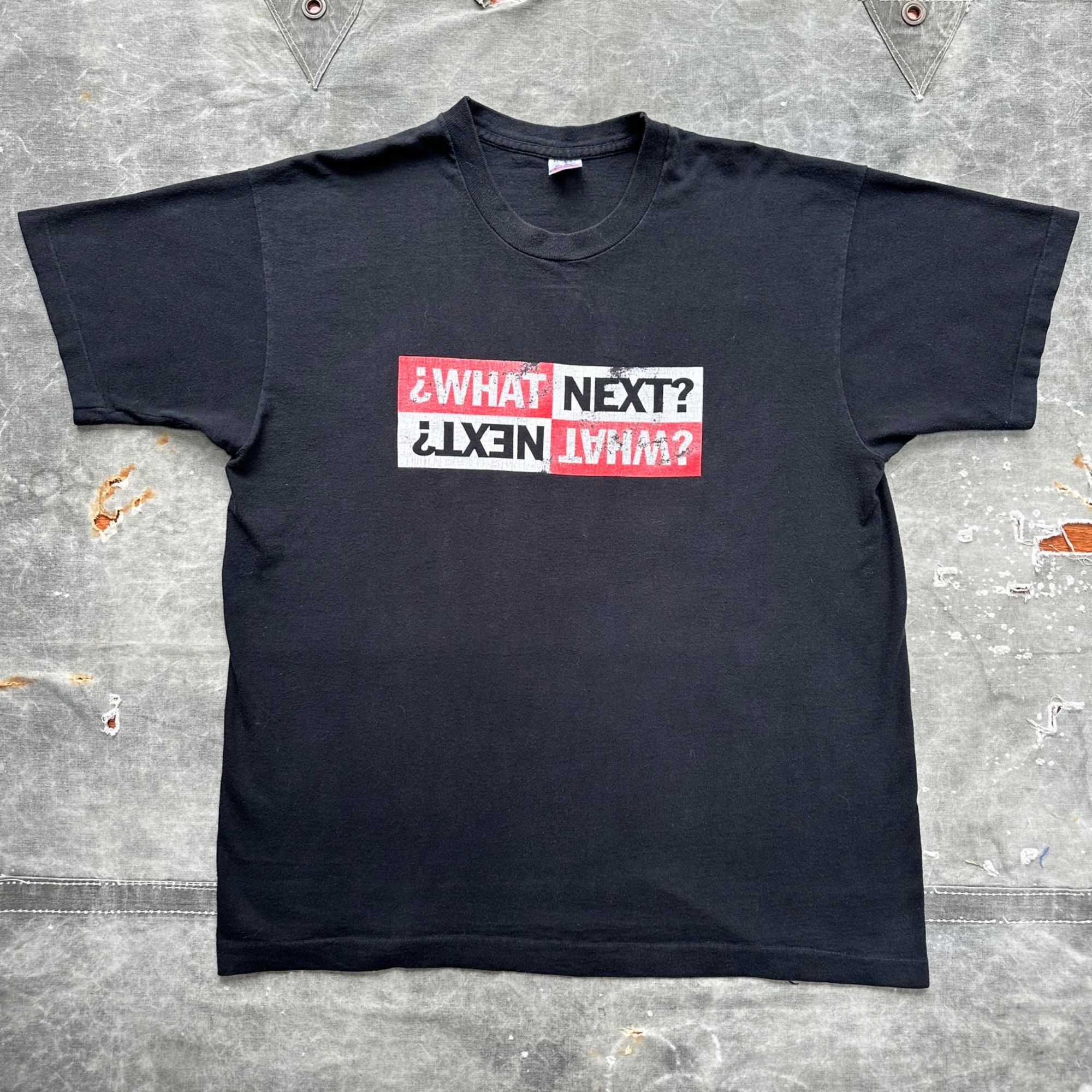 Vintage Vintage 90s Box Logo “What’s Next?” Skate Style Shirt Size US XL / EU 56 / 4 - 1 Thumbnail