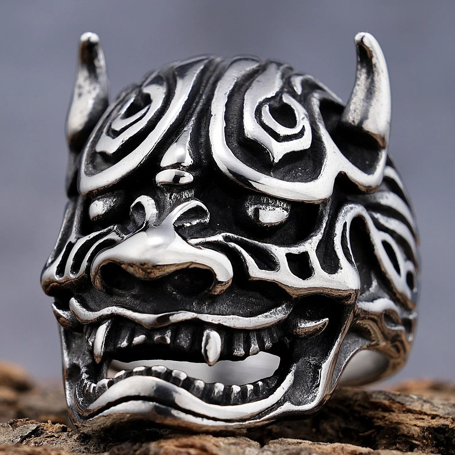 Jewelry Retro Skull Stainless Steel Halloween Ring Size ONE SIZE - 1 Thumbnail
