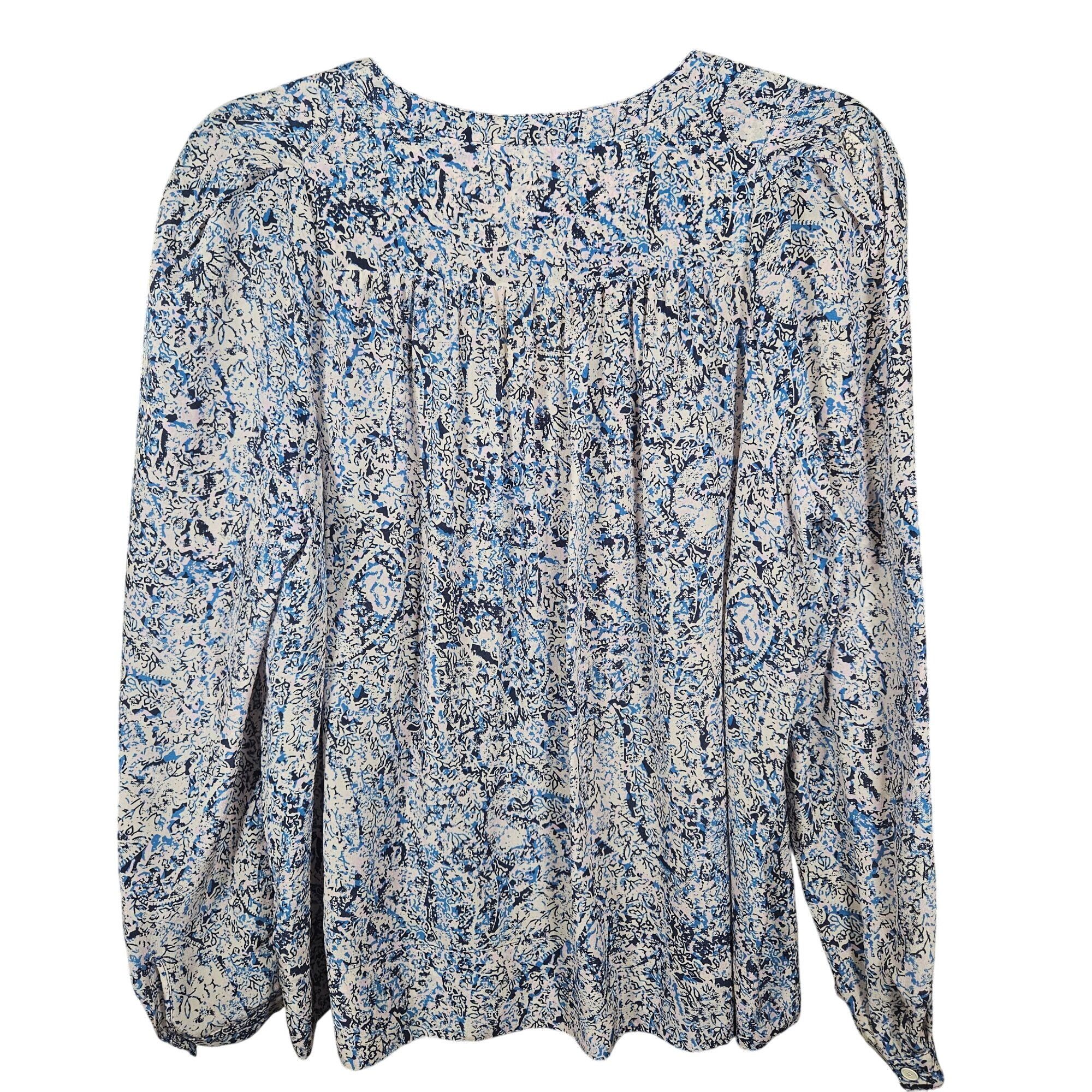 Rebecca Taylor Rebecca Taylor Silk Blue Black Long Sleeve Blouse 6 Office B Size M / US 6-8 / IT 42-44 - 3 Thumbnail