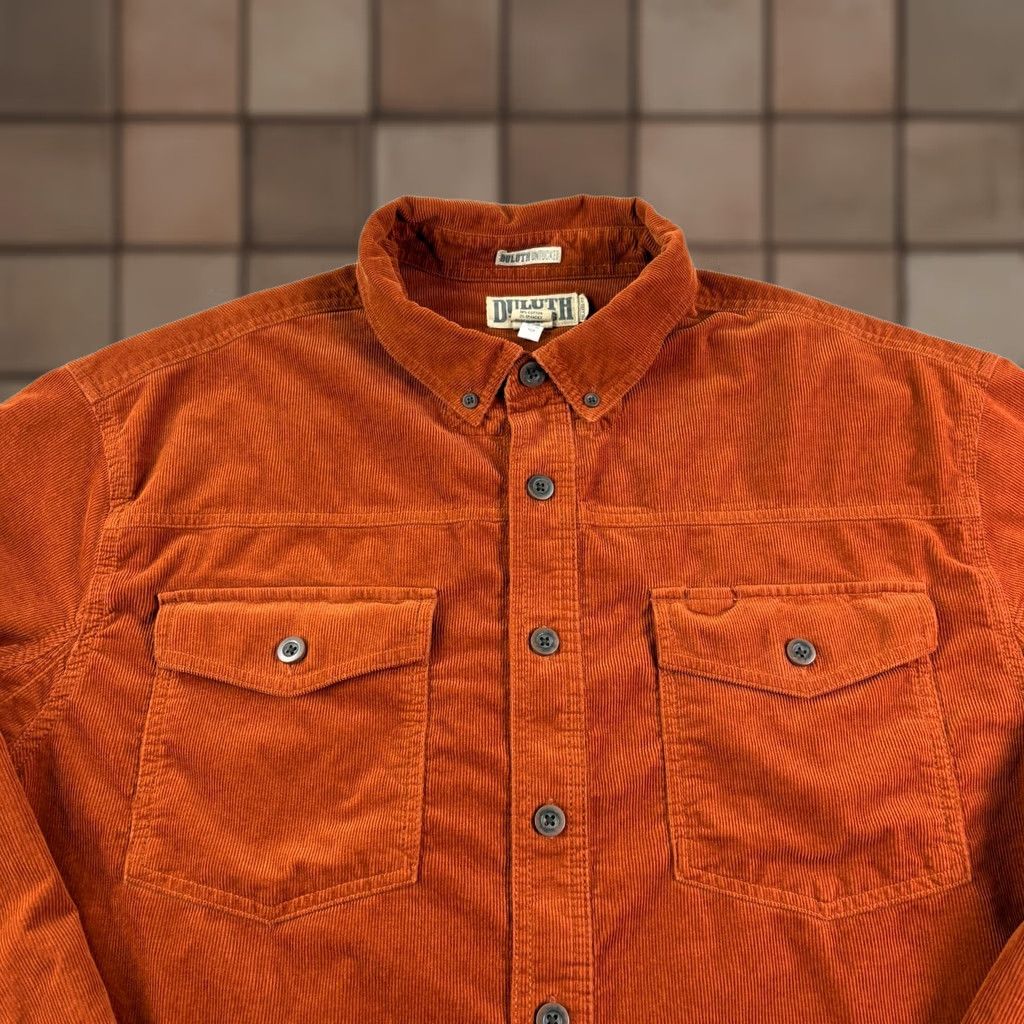 CO Duluth Shirt Mens XLT Tall Orange Corduroy Button Up Untucked Relaxed Size US XL / EU 56 / 4 - 1 Thumbnail