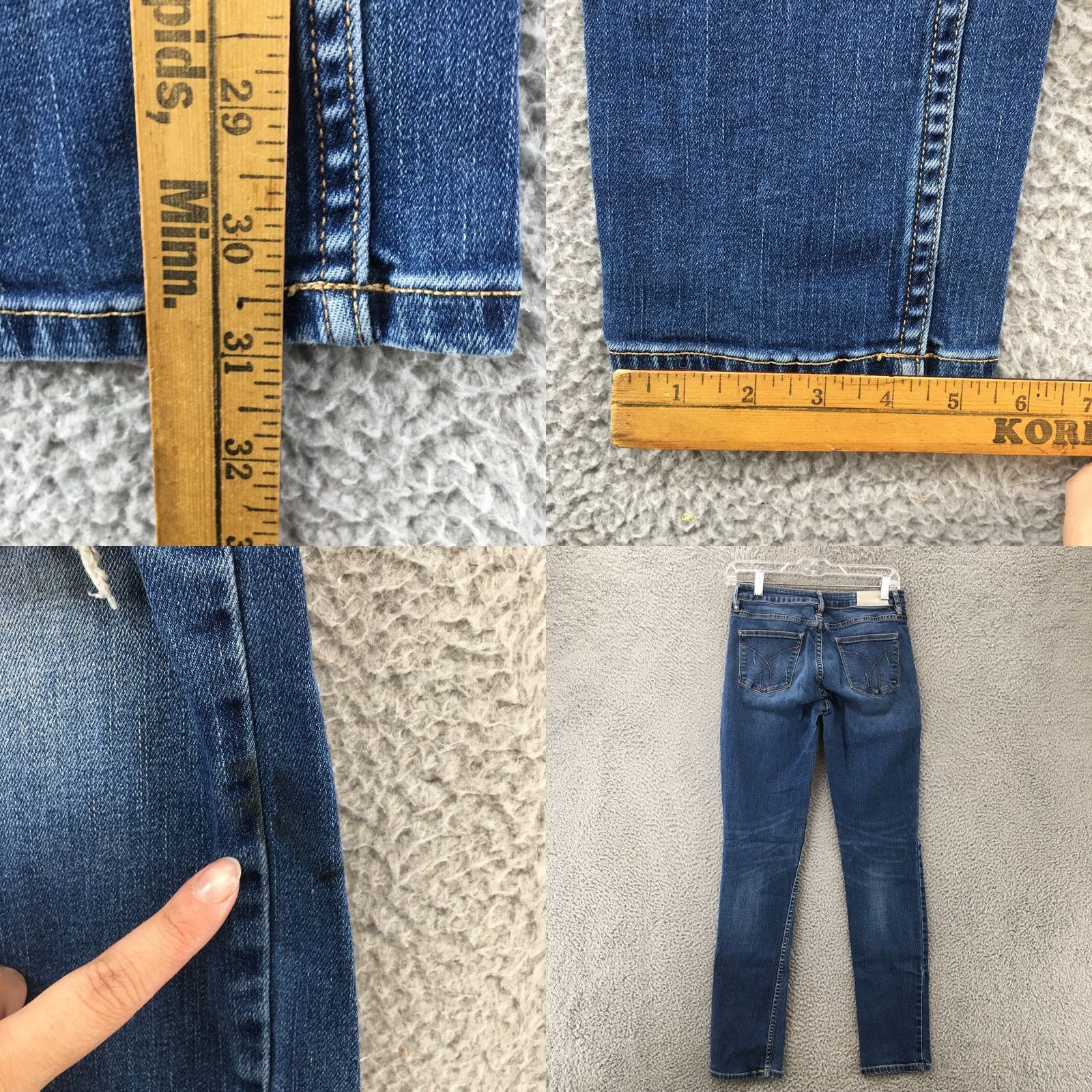Calvin Klein Calvin Klein Skinny Jeans Womens 28x31 Blue Denim Low Rise Zip Jeans Size 28" / US 6 / IT 42 - 8 Thumbnail