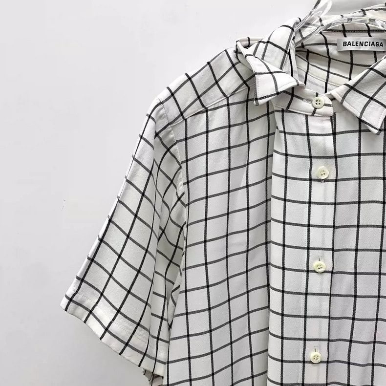 Balenciaga Balenciaga Color Block Check Short Sleeve Shirt-2505 Size US XXS / EU 40 - 3 Thumbnail