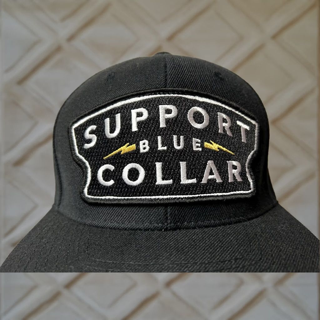Vintage Support Blue Collar Snapback Hat Patch Black Men One Size Snapback Adjustable Breathable Workwear Casual Size ONE SIZE - 1 Thumbnail