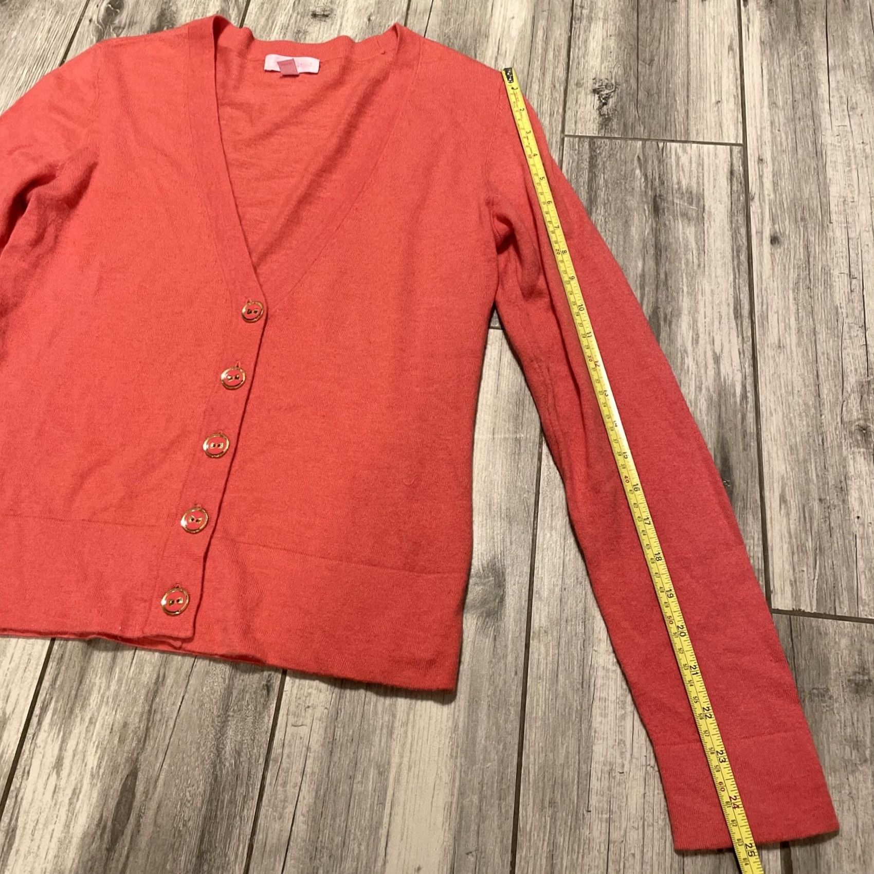 Lilly Pulitzer Lilly Pulitzer Cardigan Sweater M Women Wool Blend Button Front V-Neck Preppy Coral Pink/Med, Regular, Knit, Long Sleeve, Button, Winter Style Size M / US 6-8 / IT 42-44 - 4 Thumbnail