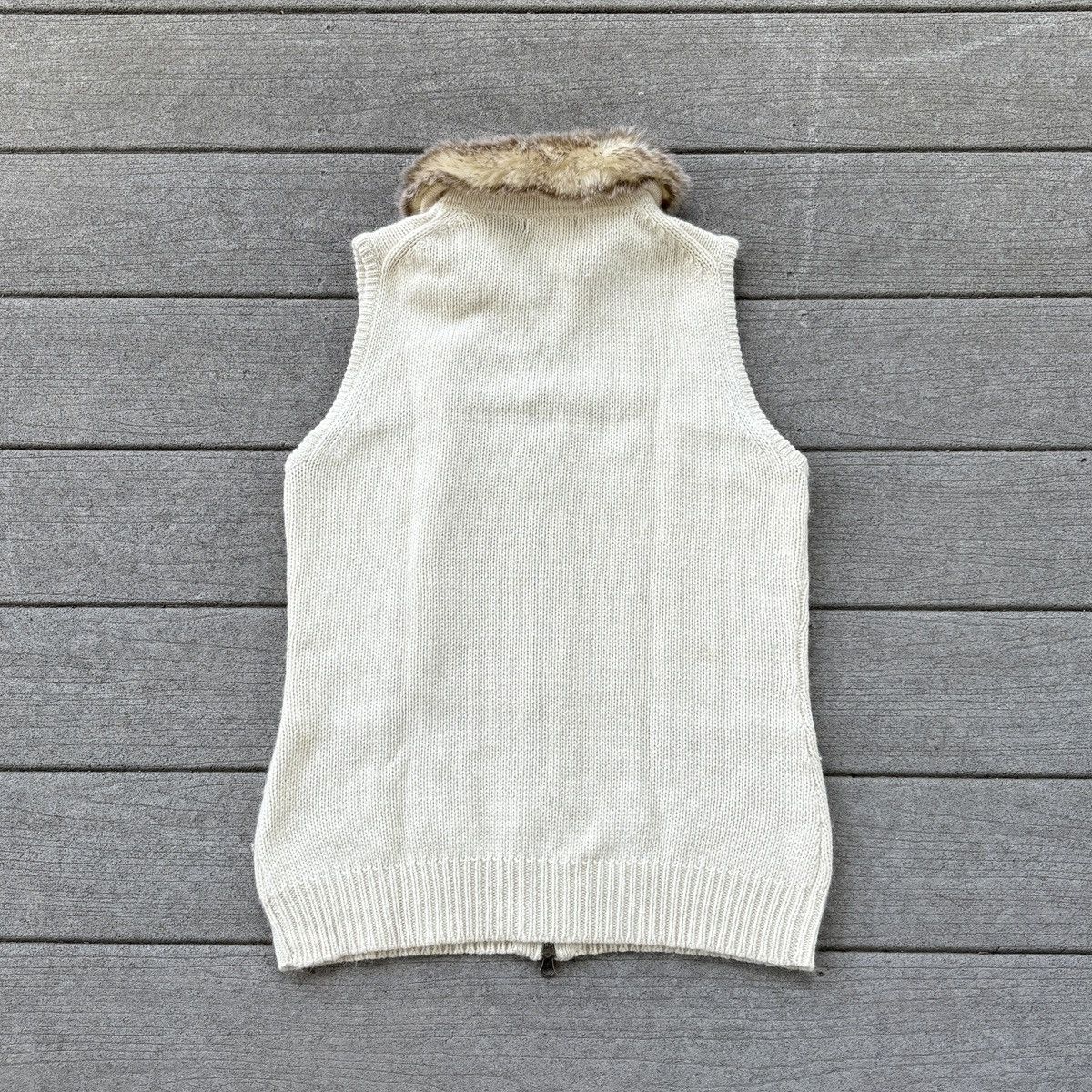 Eddie Bauer Eddie Bauer Knit Zip Vest Faux Fur Collar Womens M Cream Size M / US 6-8 / IT 42-44 - 4 Thumbnail